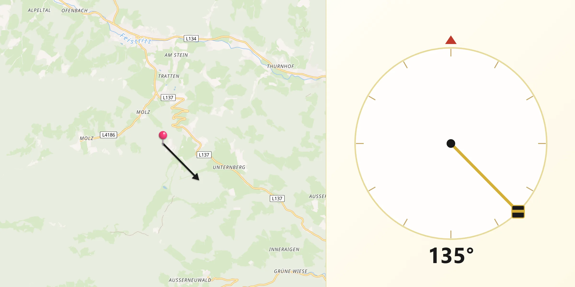 Qibla-Richtung von Sankt Corona am Wechsel