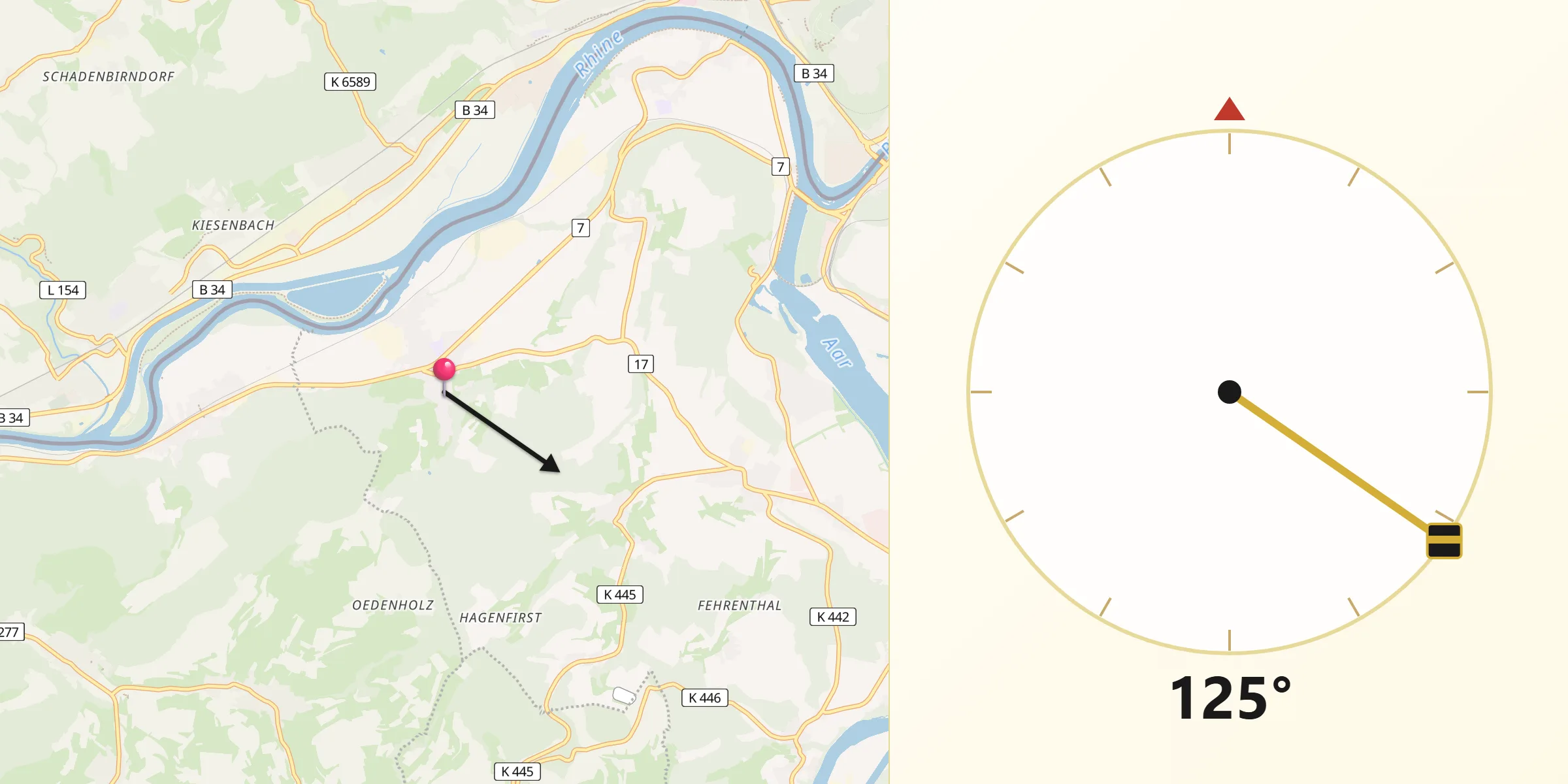 Direzione della Qibla da Leibstadt