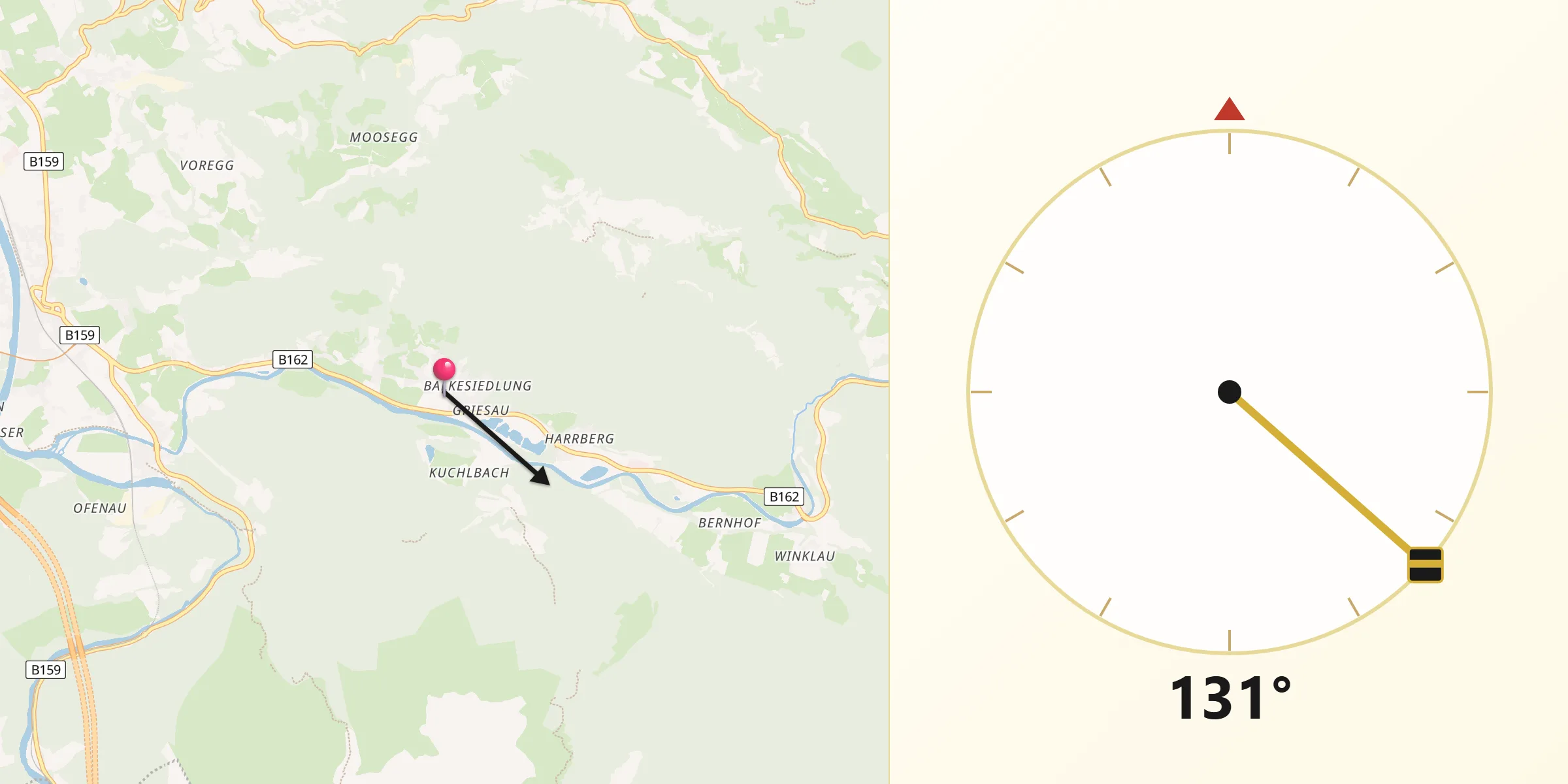 Qibla-Richtung von Scheffau am Tennengebirge