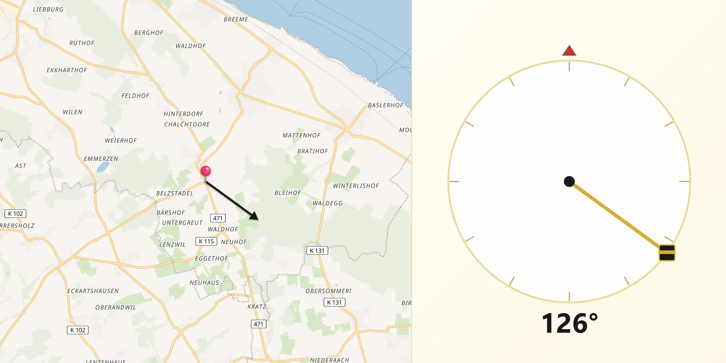 Direzione della Qibla da Langrickenbach