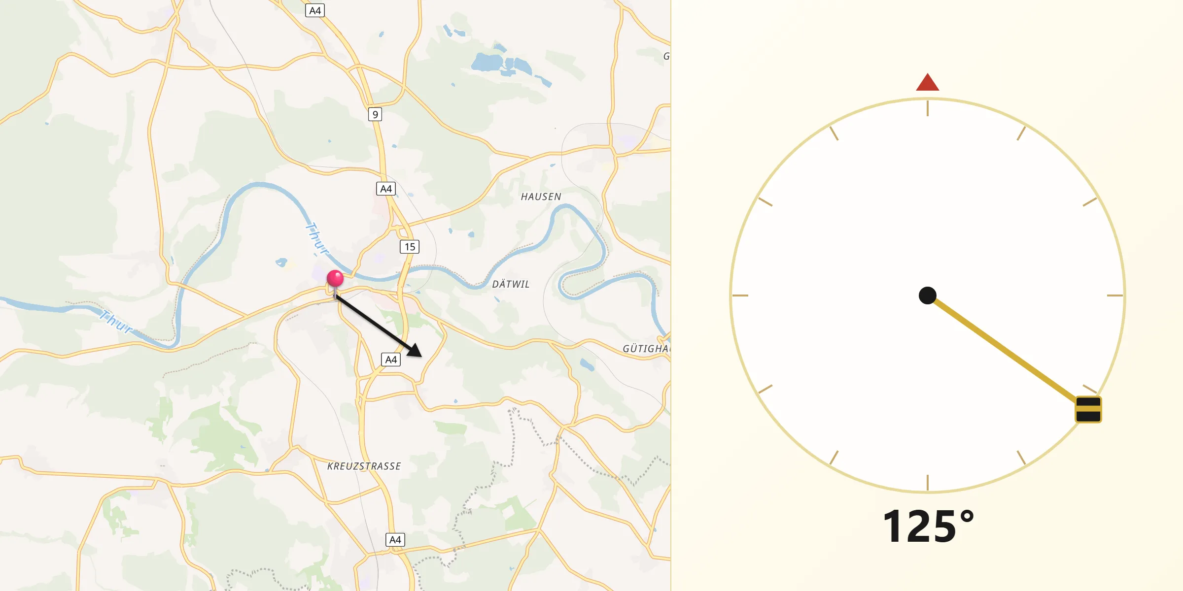 Direzione della Qibla da Andelfingen