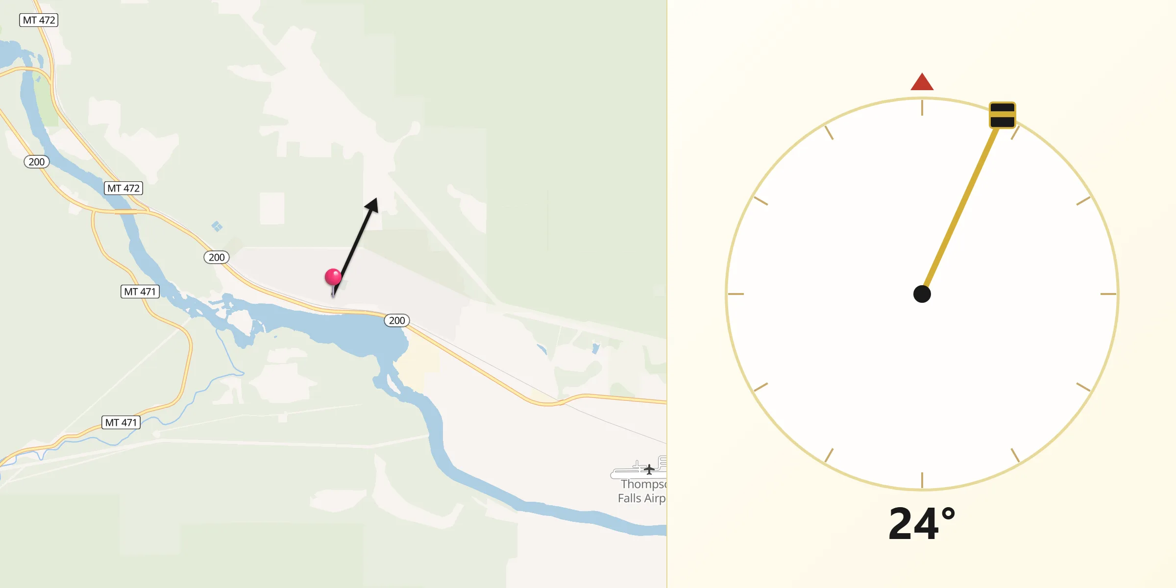 Qibla Direction from Thompson Falls