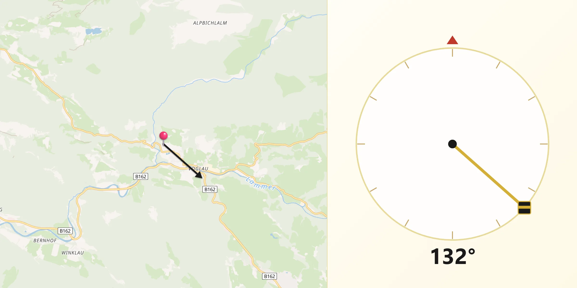 Qibla-Richtung von Politischer Bezirk Hallein