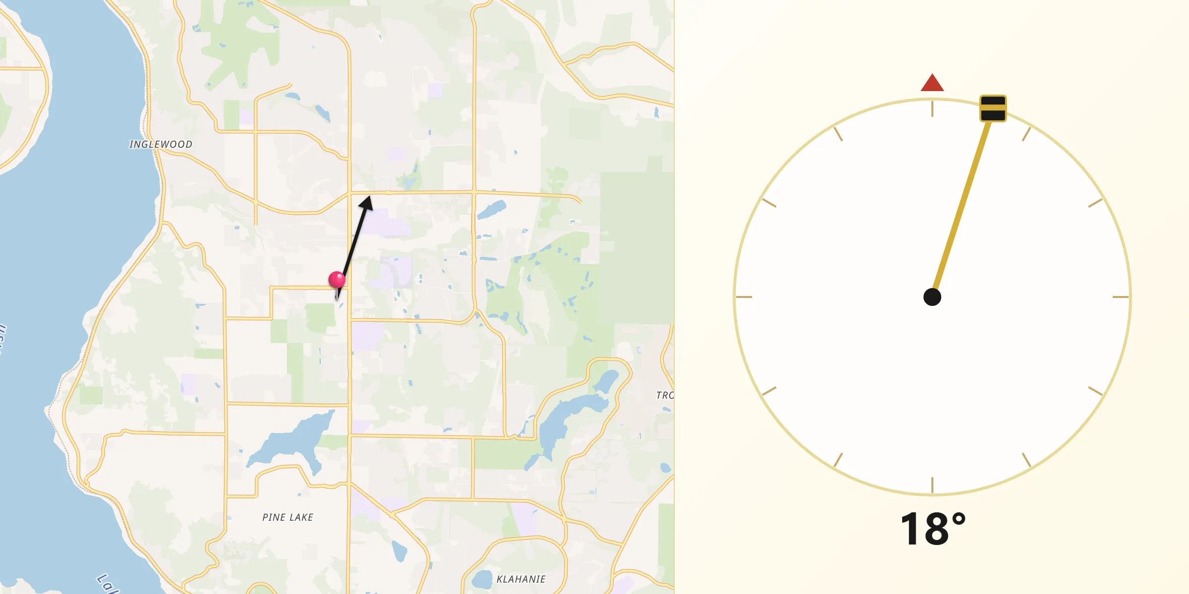 Qibla Direction from City of Sammamish