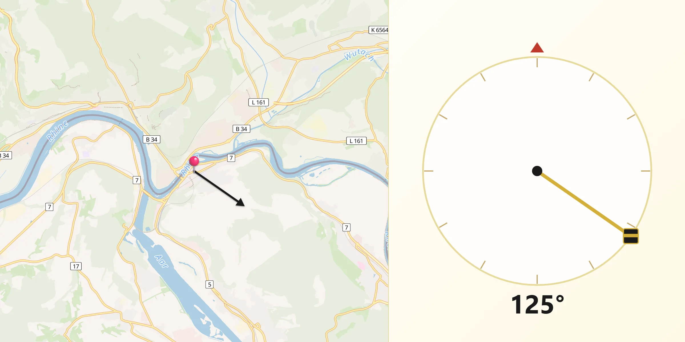 Direction vers la Qibla depuis Koblenz