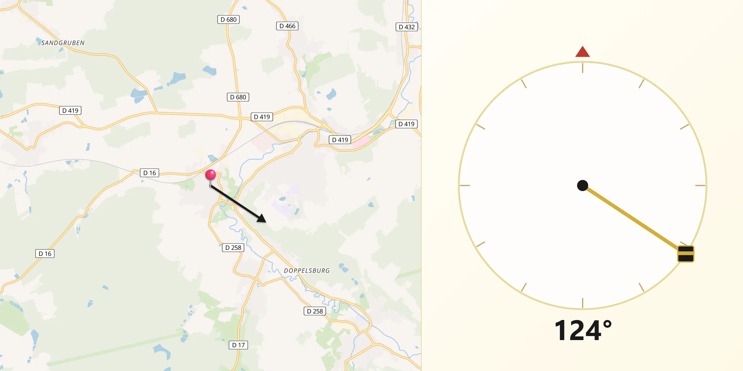 Direction vers la Qibla depuis Carspach