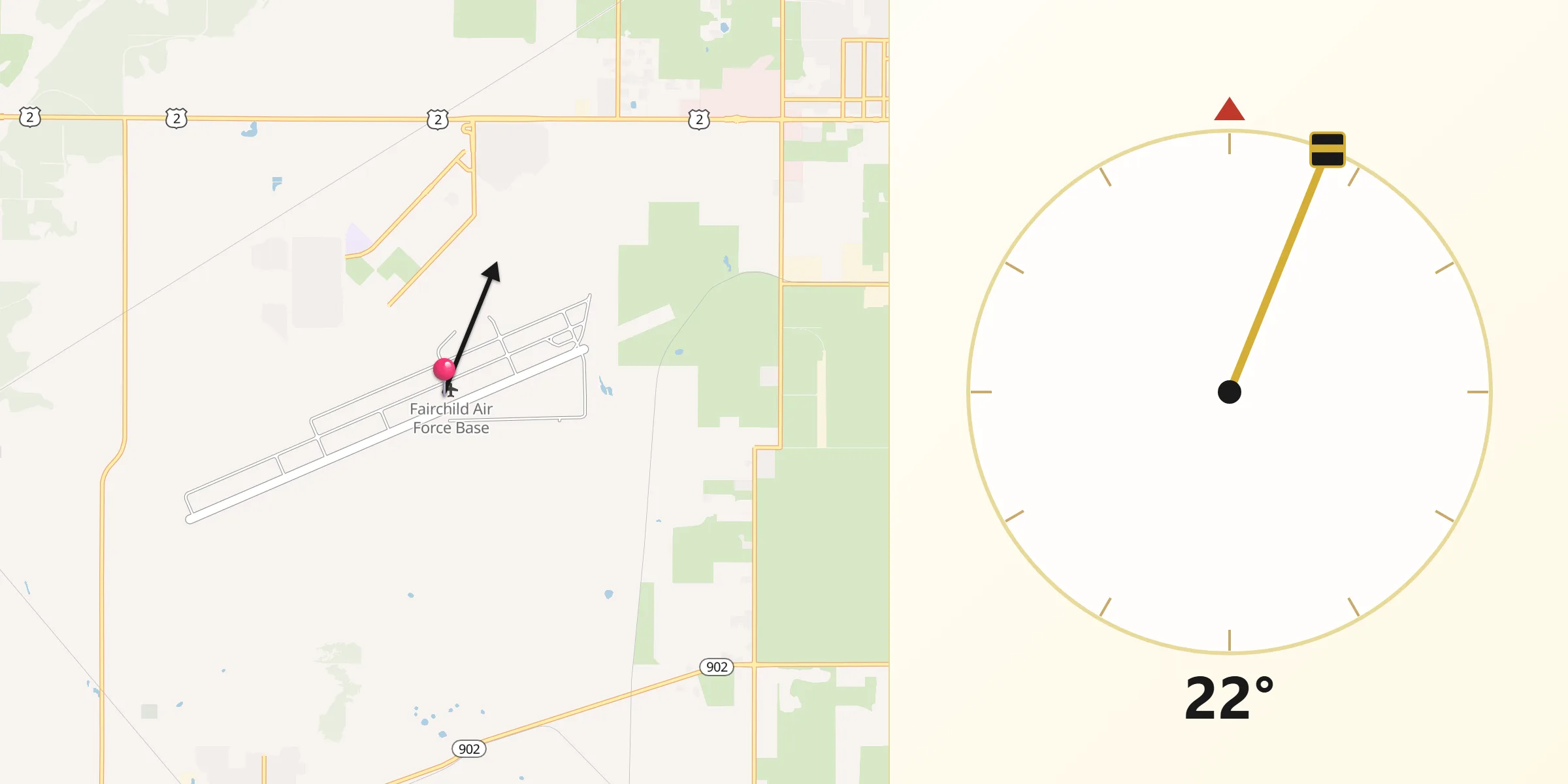 Qibla Direction from Fairchild Air Force Base