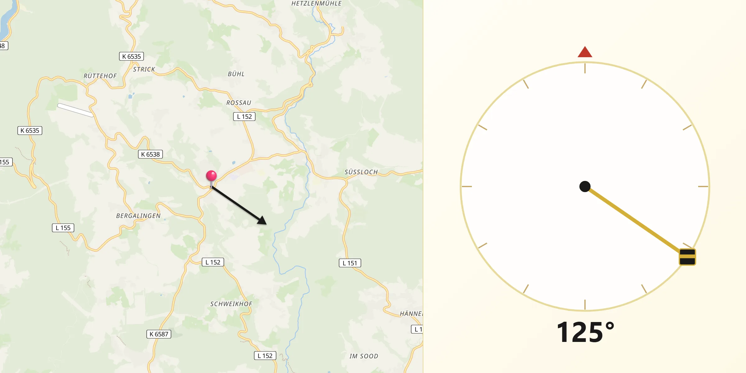 Qibla-Richtung von Rickenbach