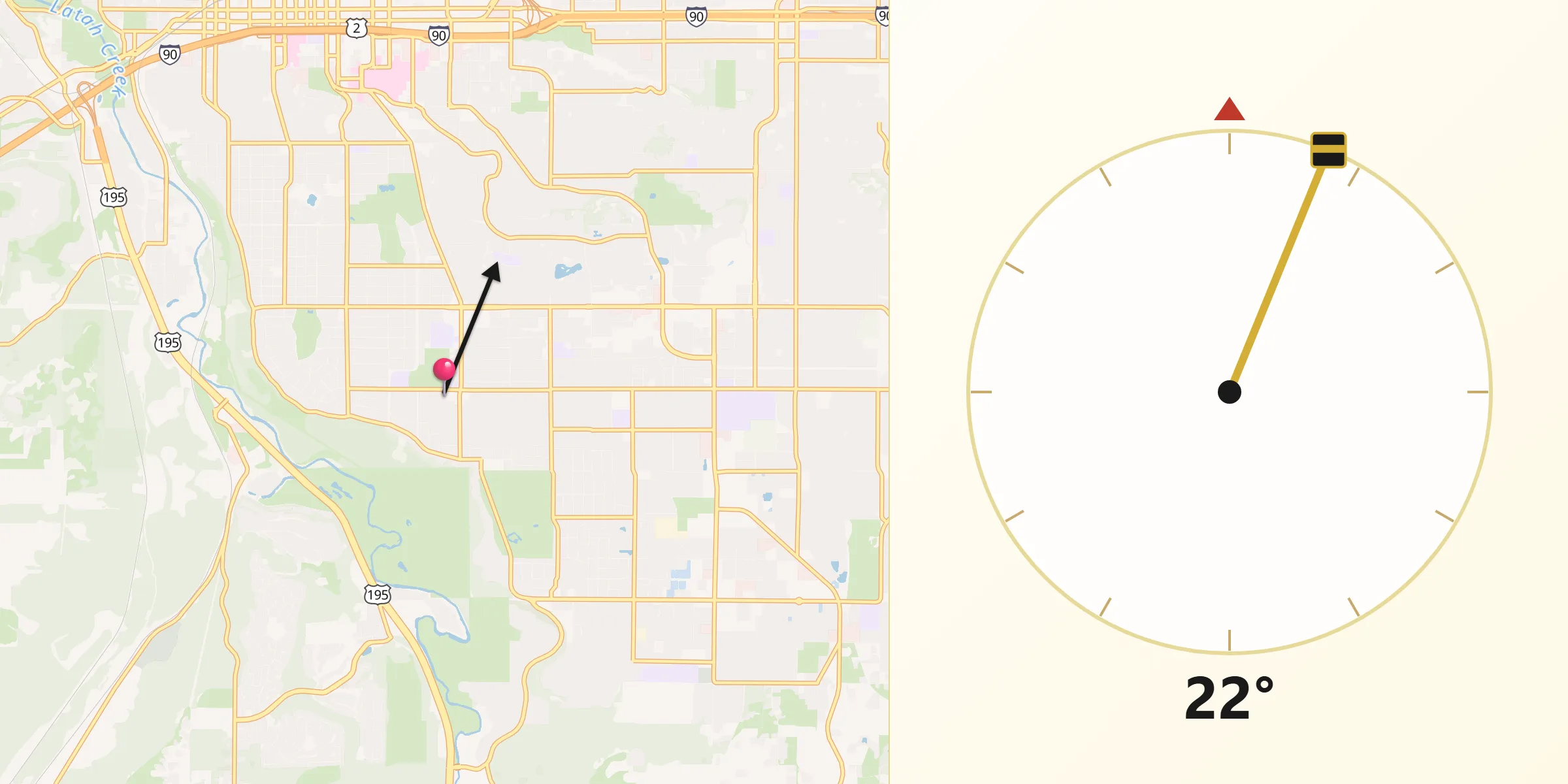 Qibla Direction from Spokane County