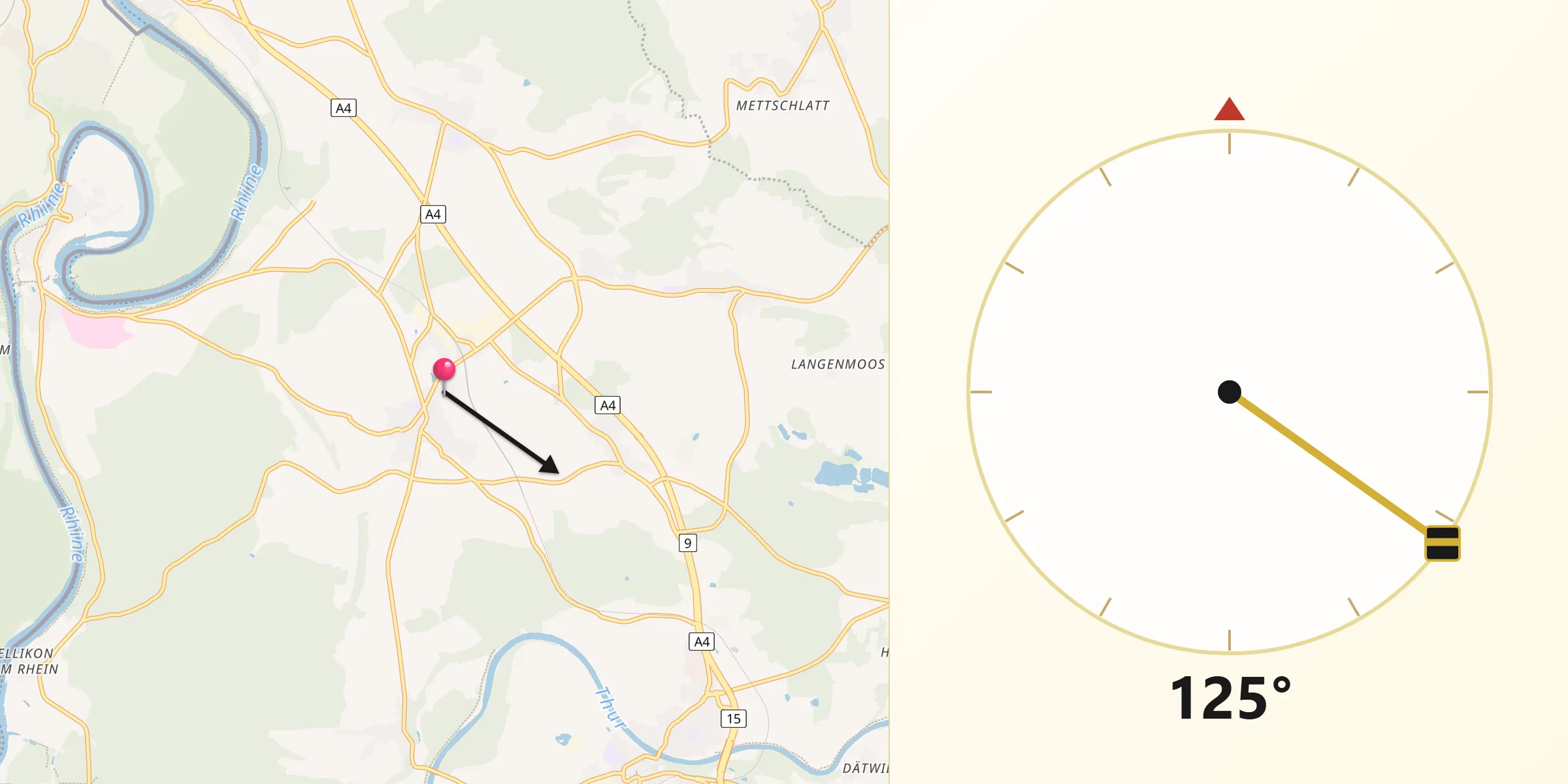 Direction vers la Qibla depuis Marthalen