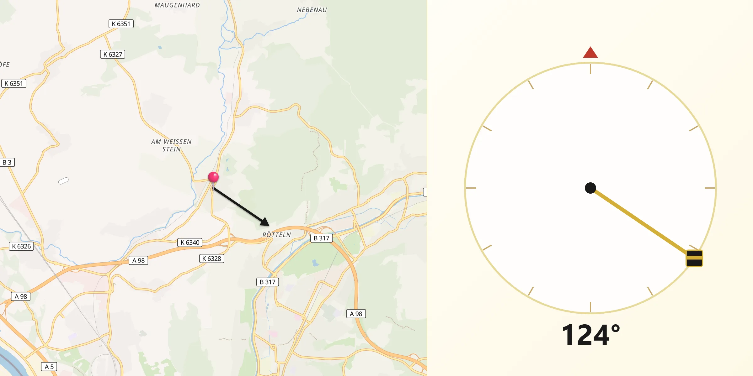 Qibla-Richtung von Rümmingen