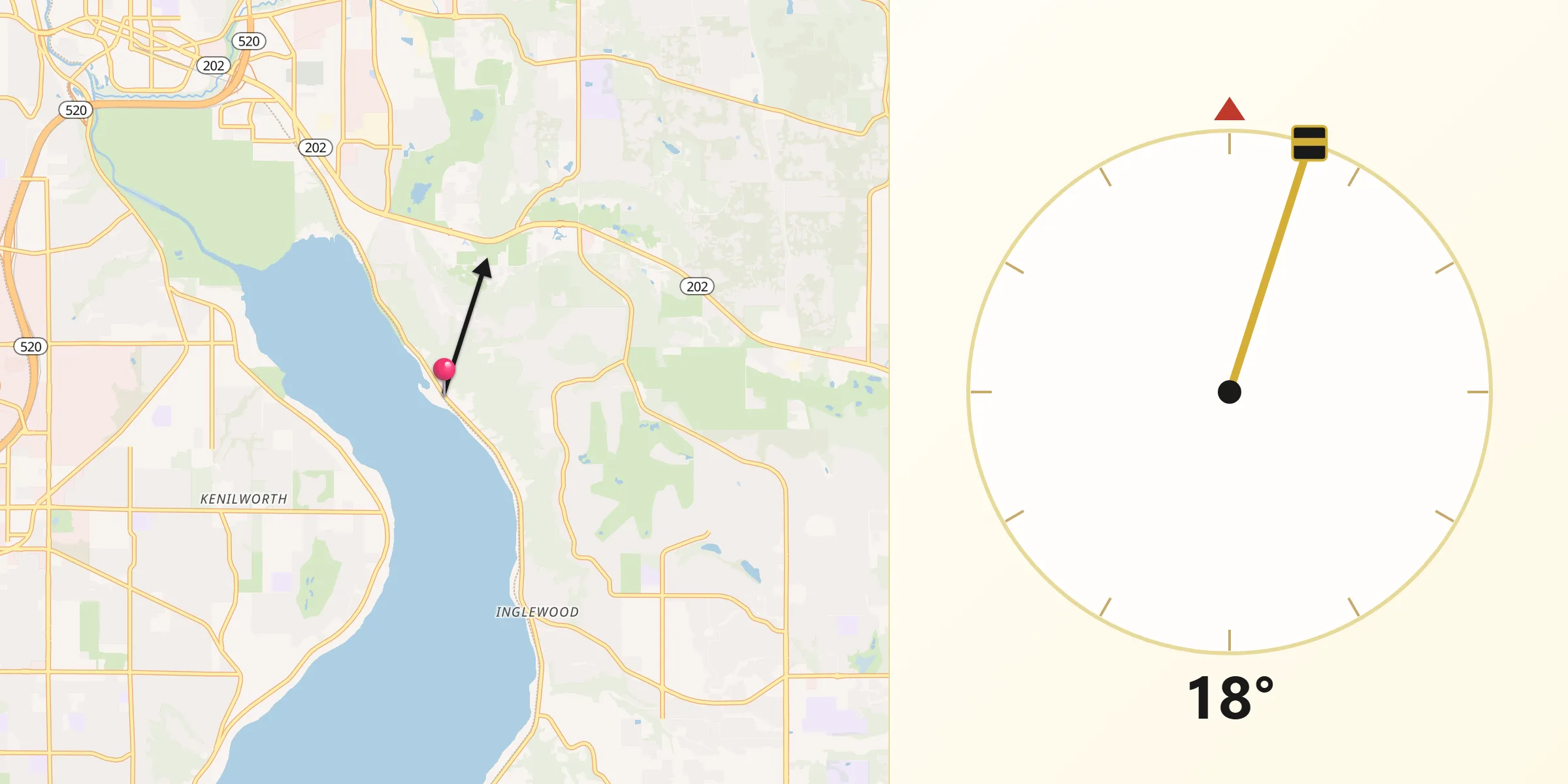 Qibla Direction from Sammamish