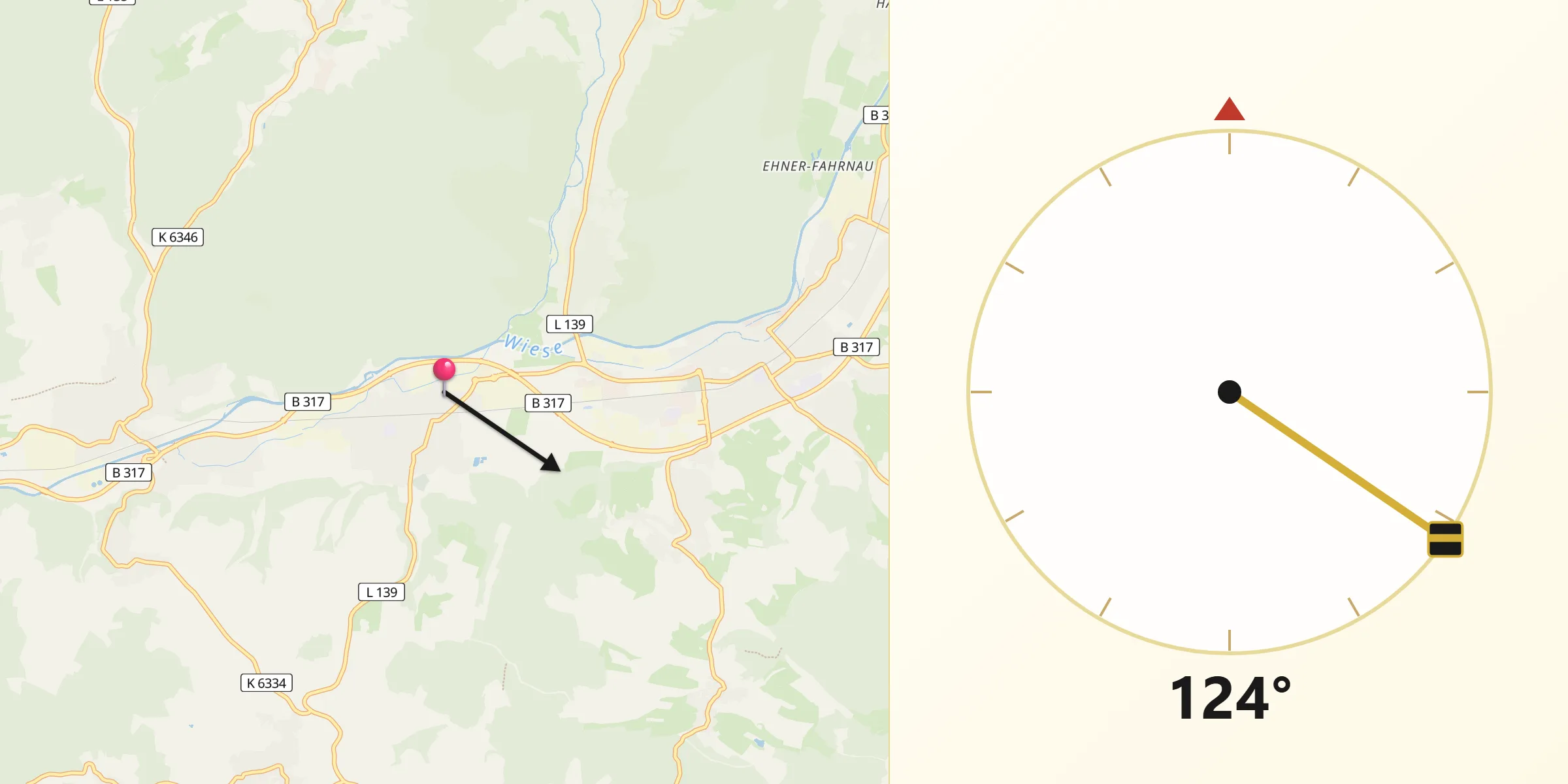 Qibla-Richtung von Maulburg