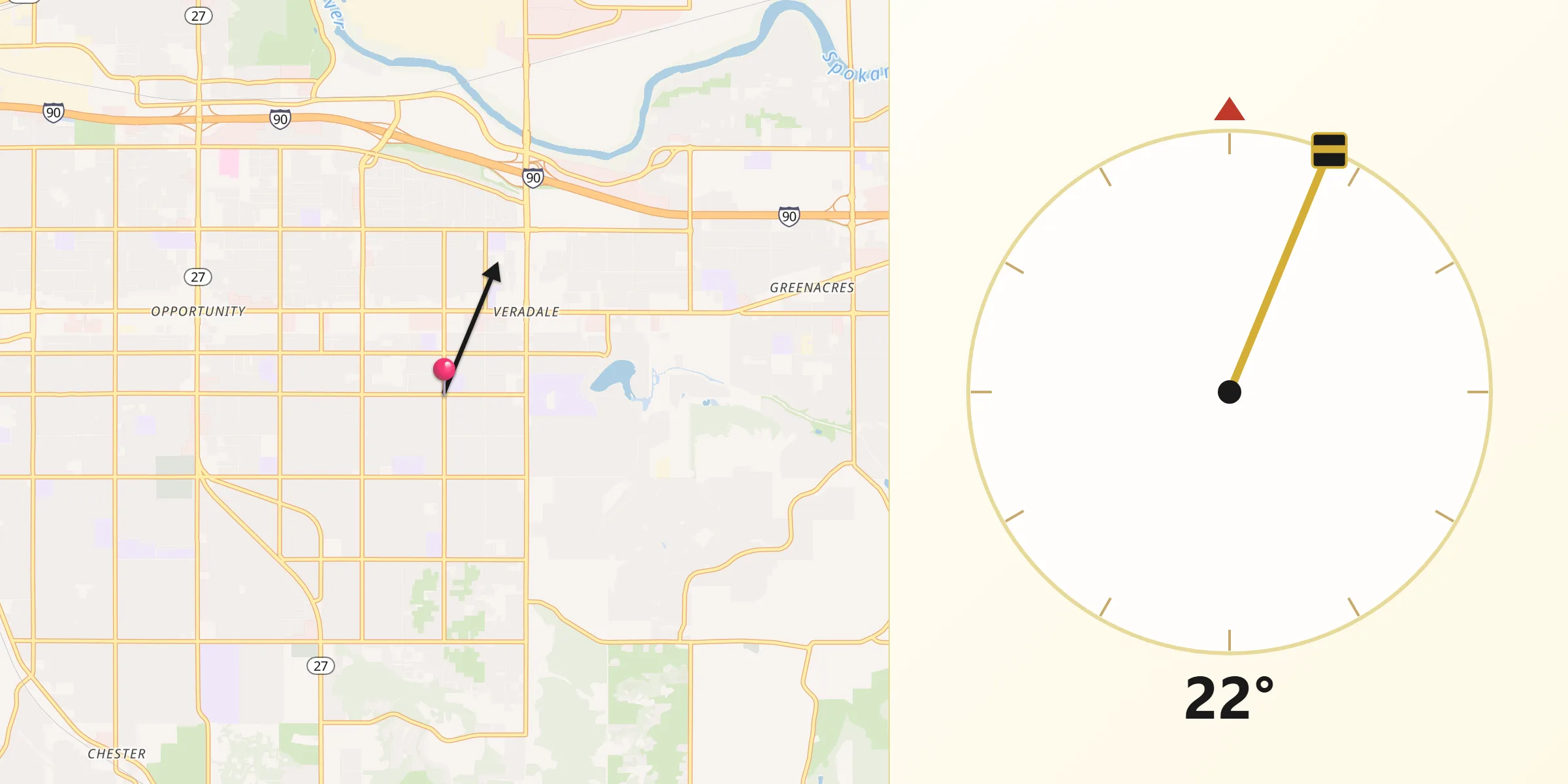 Qibla Direction from Veradale