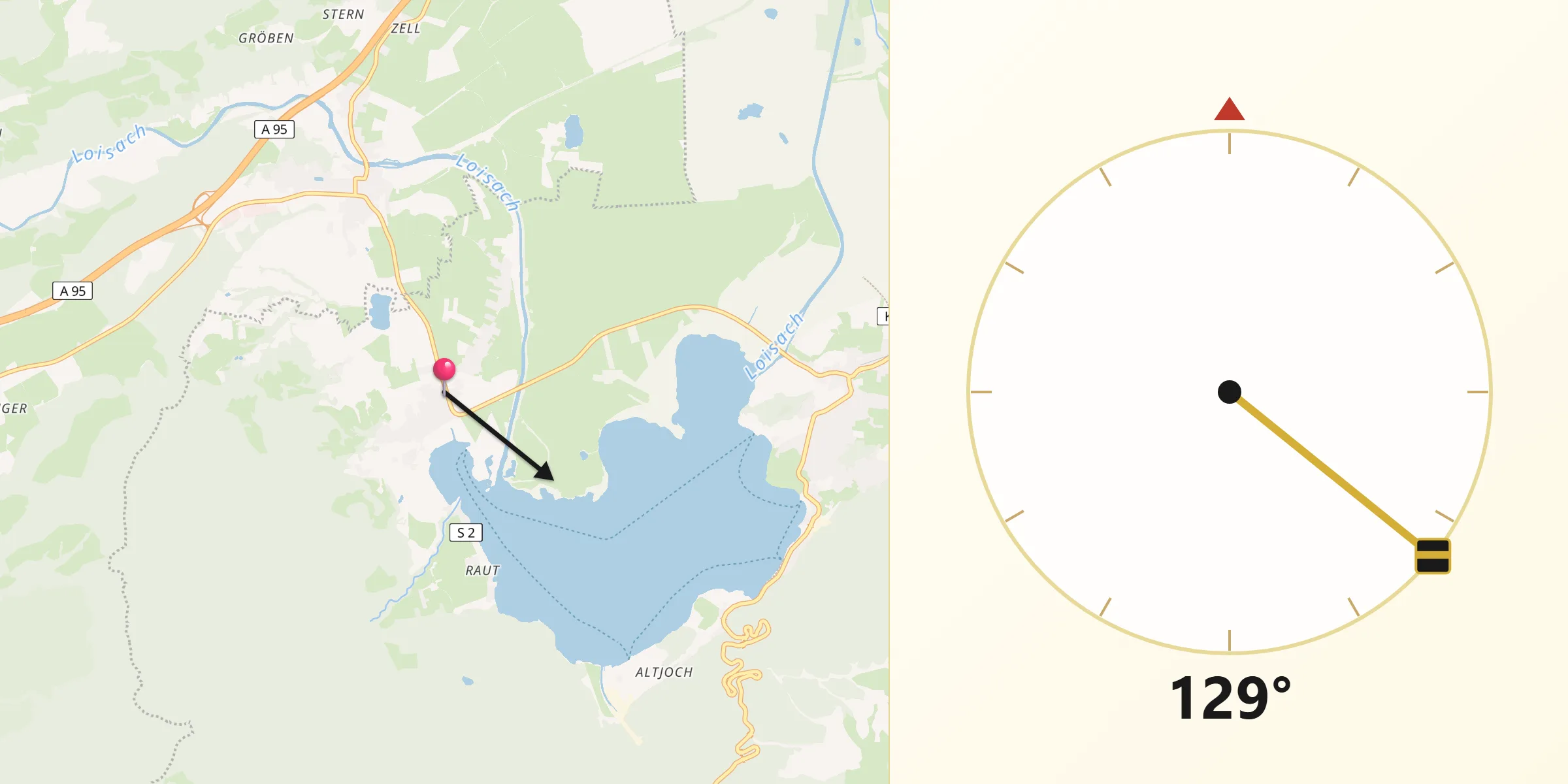 Qibla-Richtung von Schlehdorf