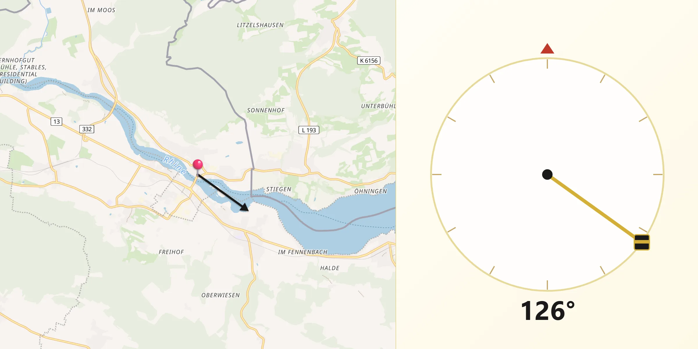 Qibla-Richtung von Stein am Rhein