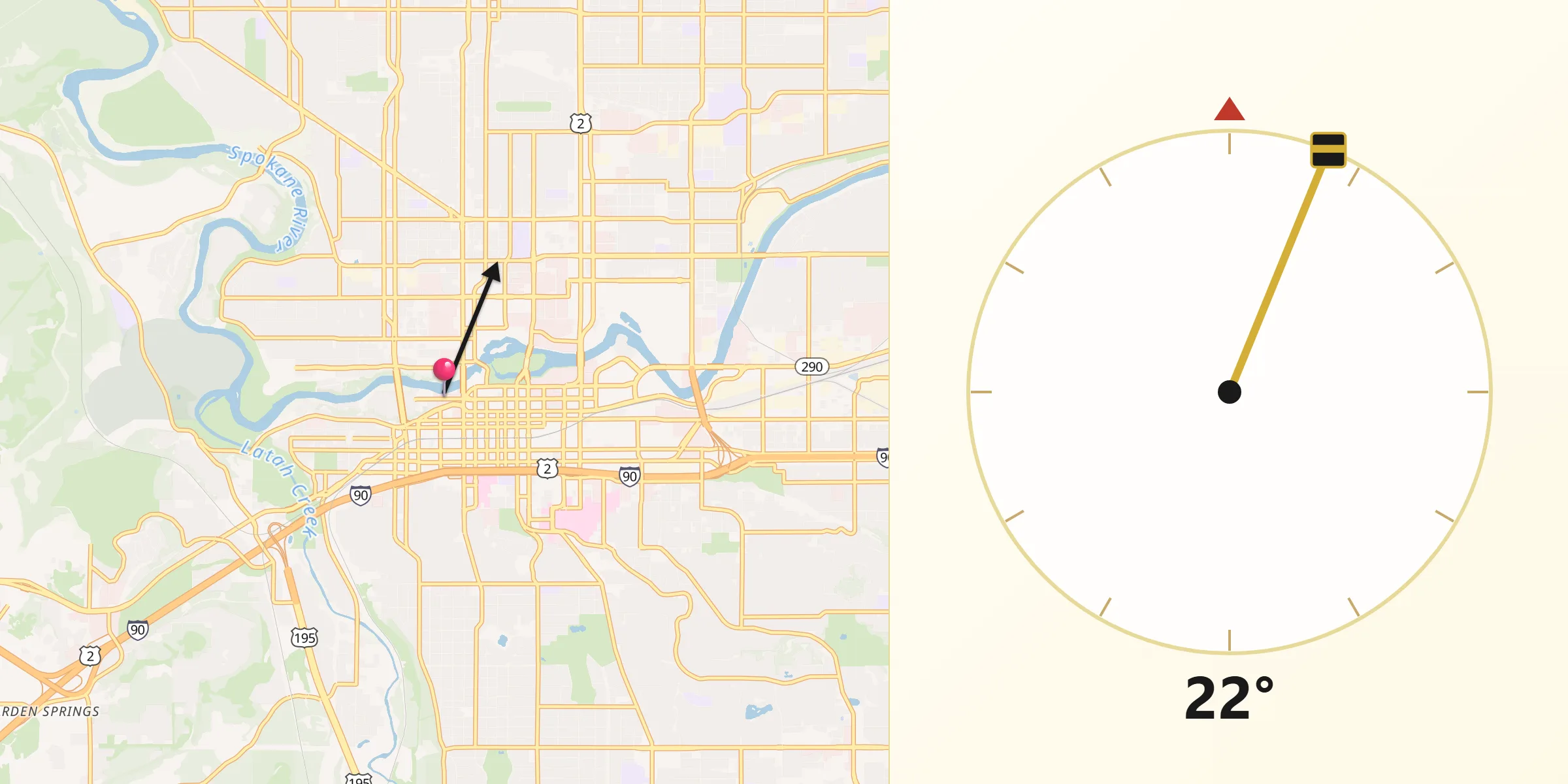 Qibla Direction from Spokane