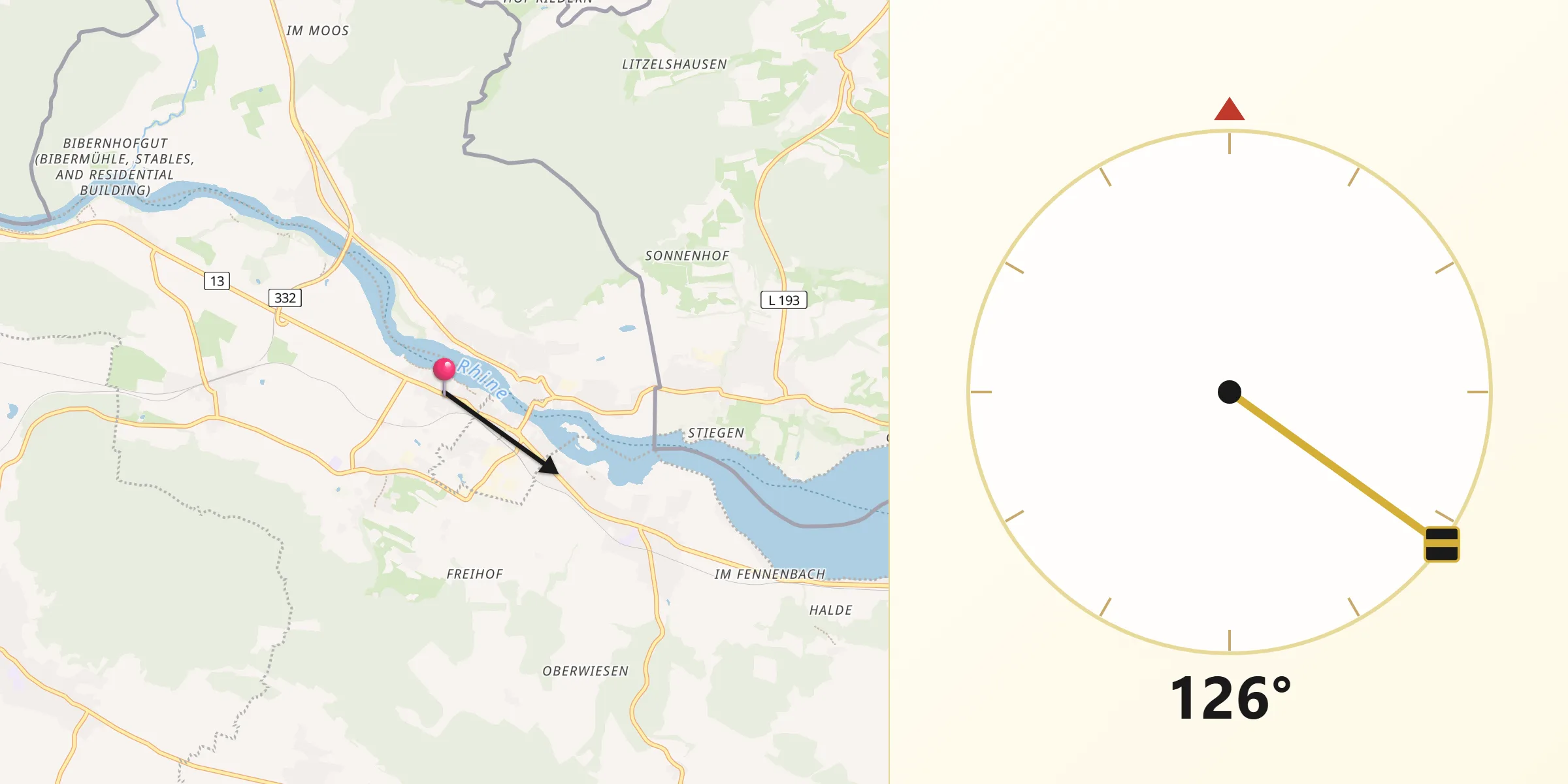 Direzione della Qibla da Wagenhausen