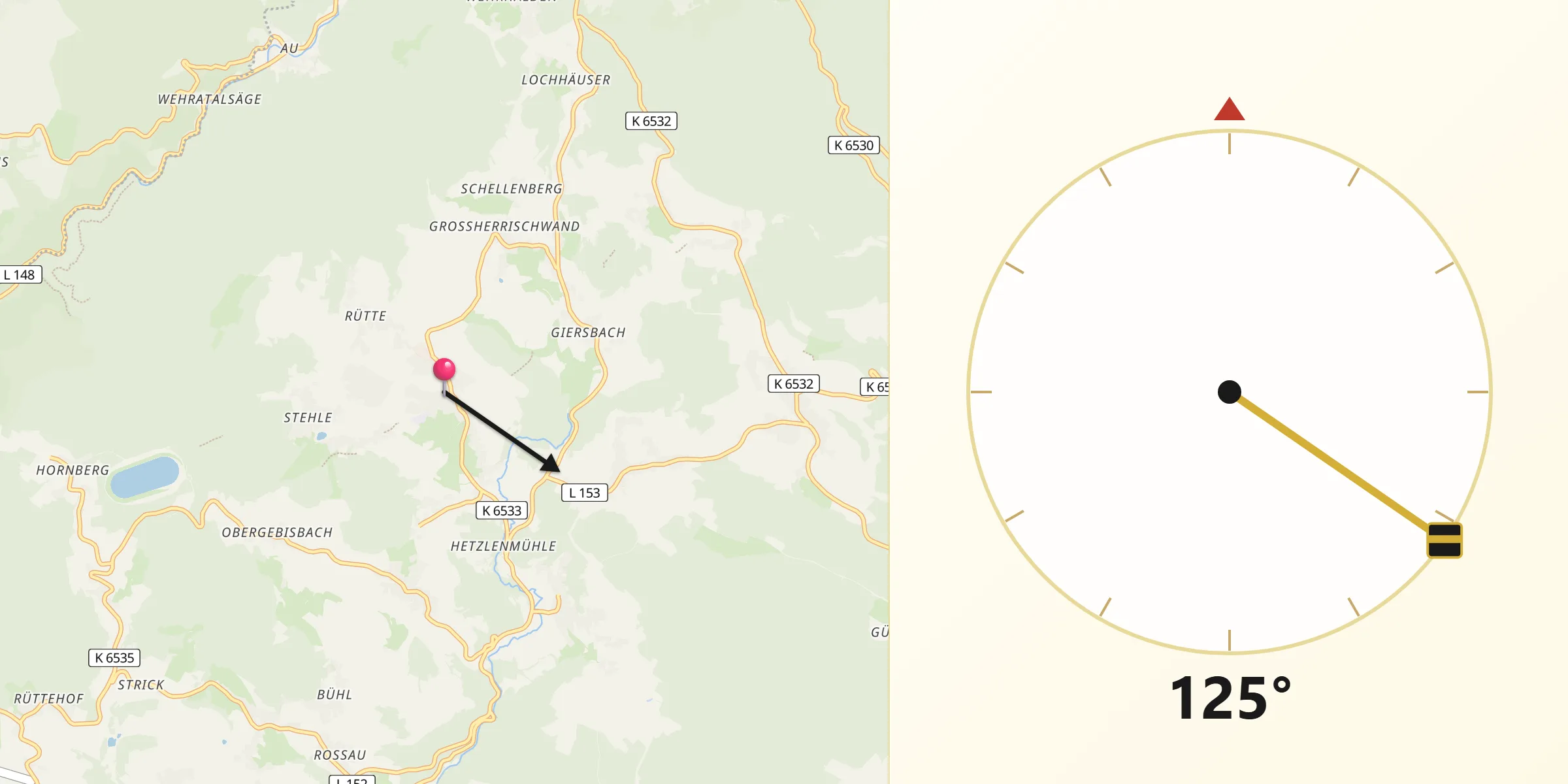 Qibla-Richtung von Herrischried