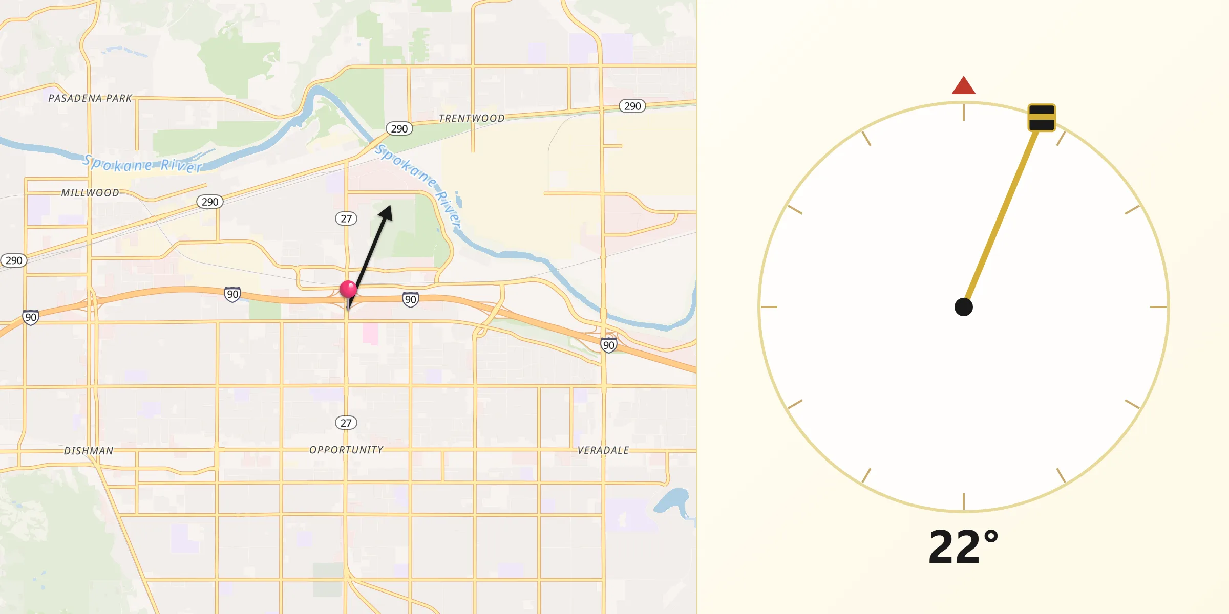 Qibla Direction from Spokane Valley