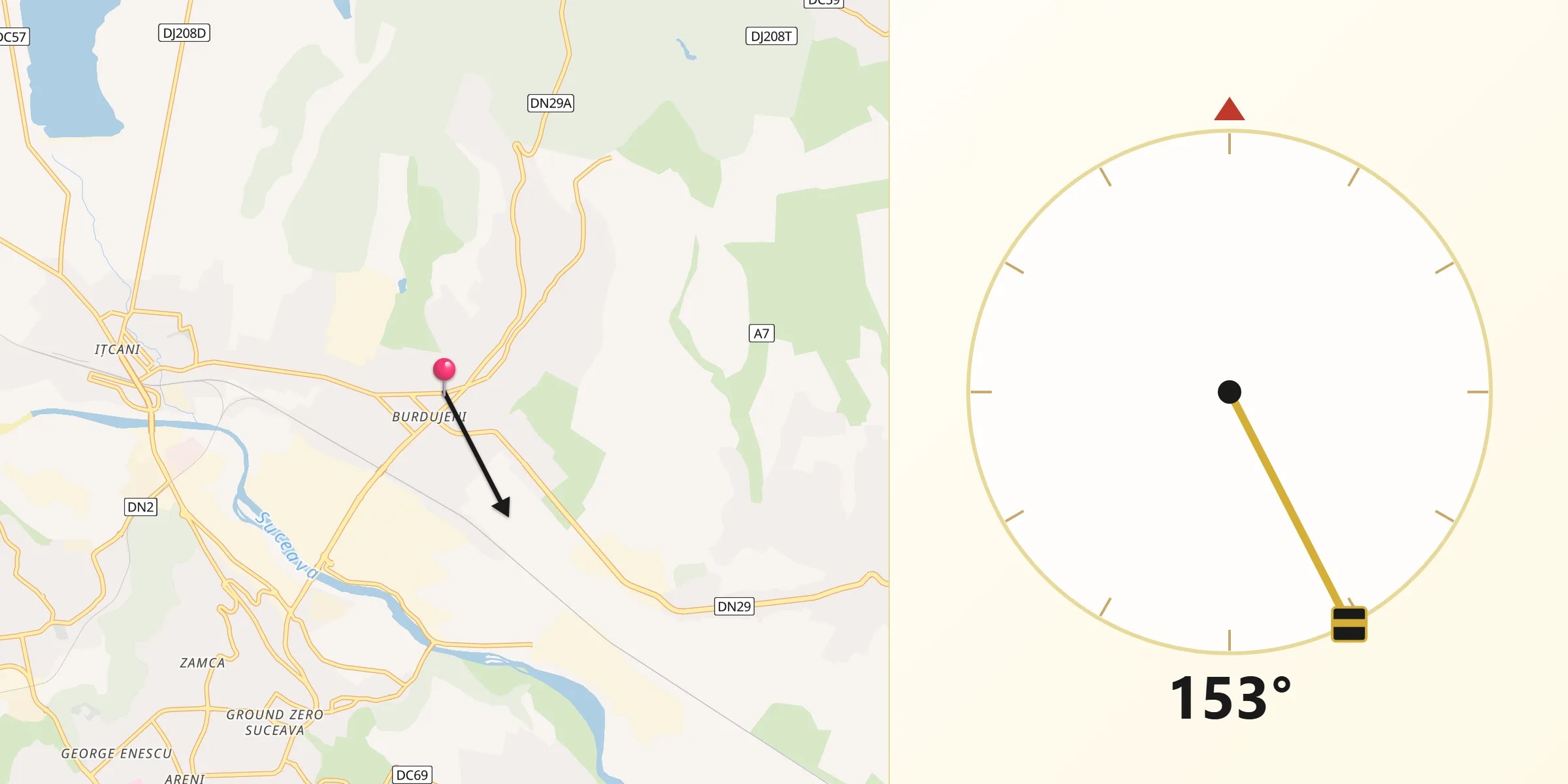 Direcția Qibla din Municipiul Suceava