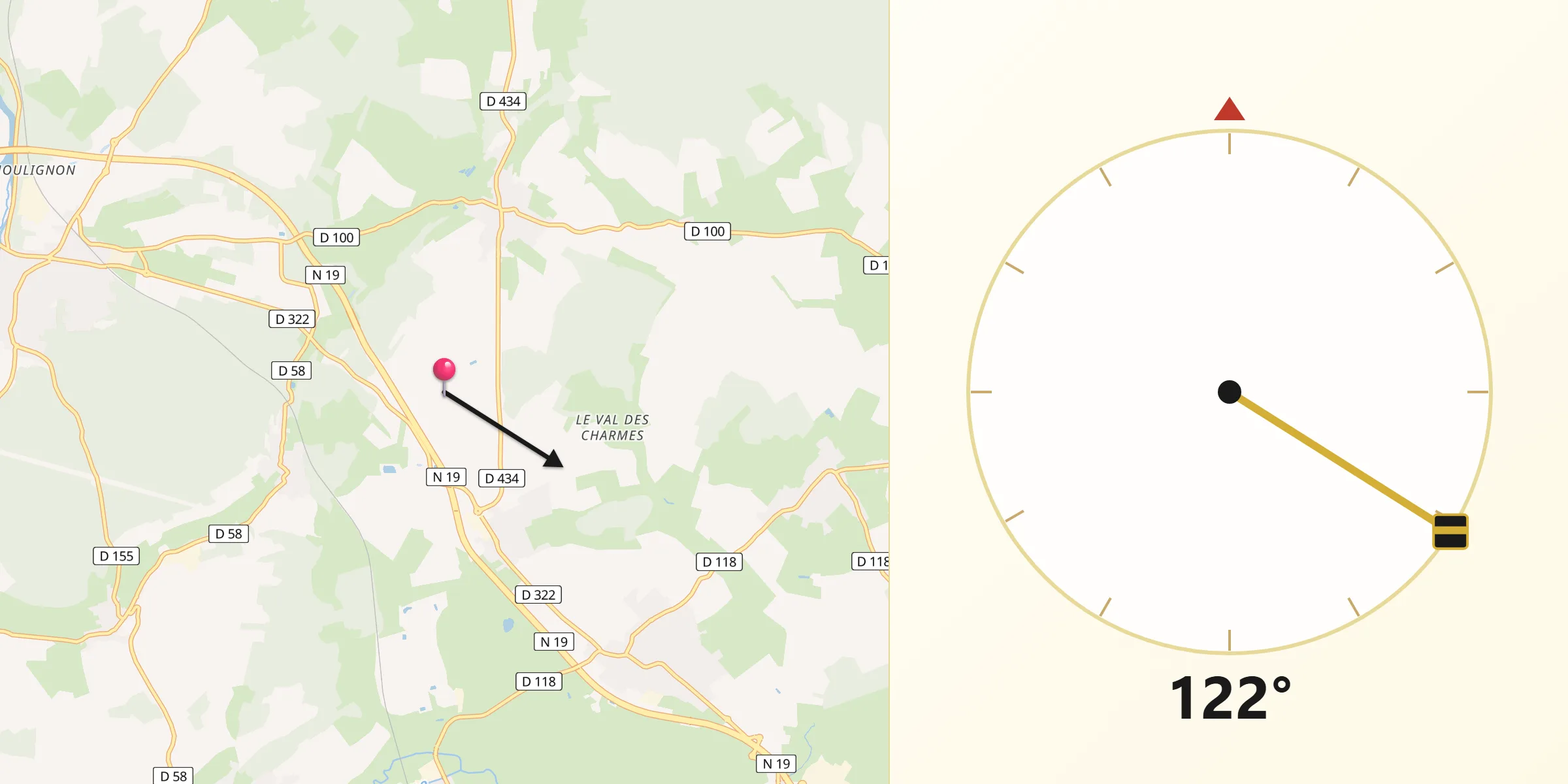 Direction vers la Qibla depuis Département de la Haute-Saône