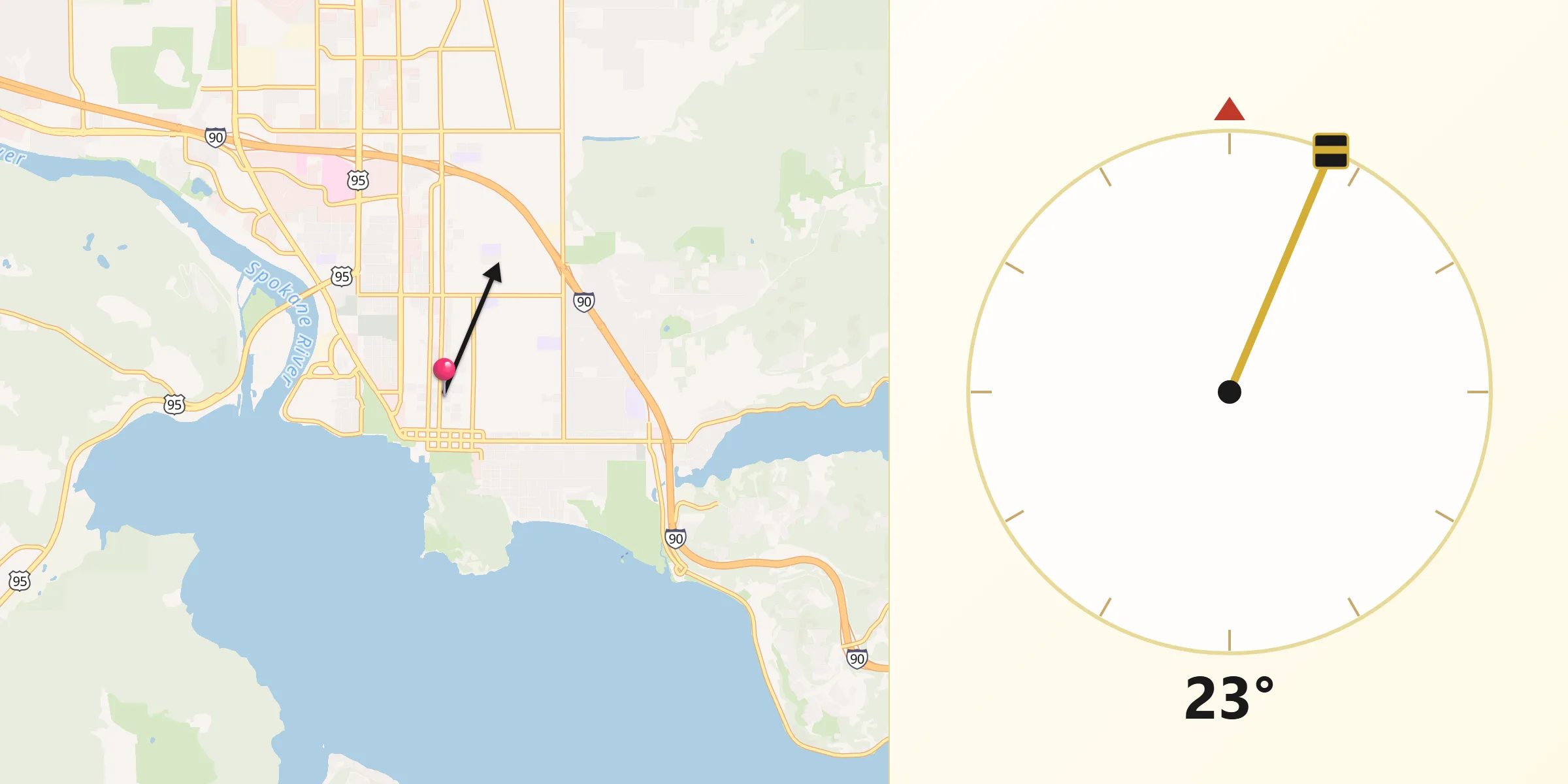 Qibla Direction from Coeur d'Alene