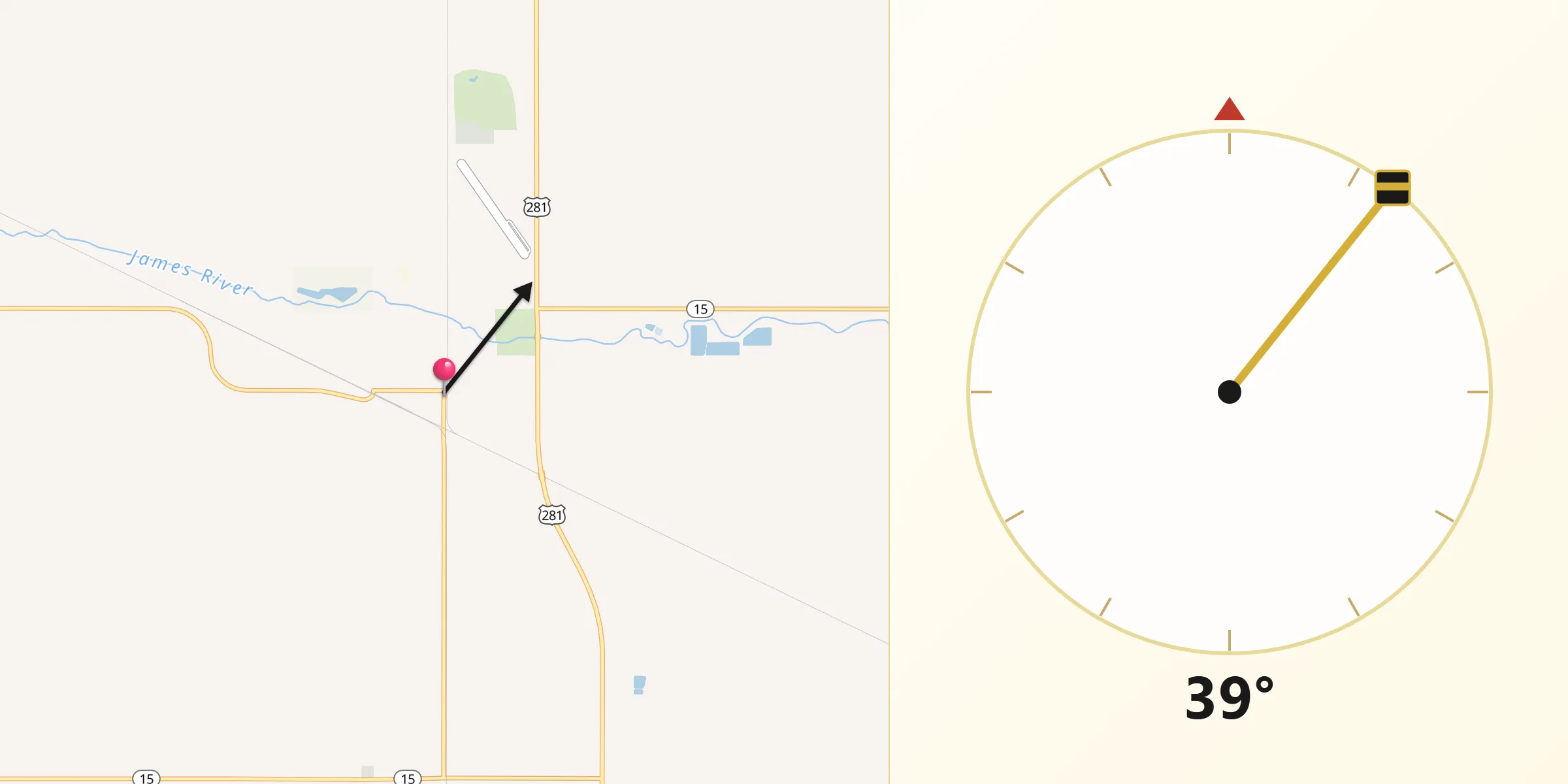 Qibla Direction from New Rockford