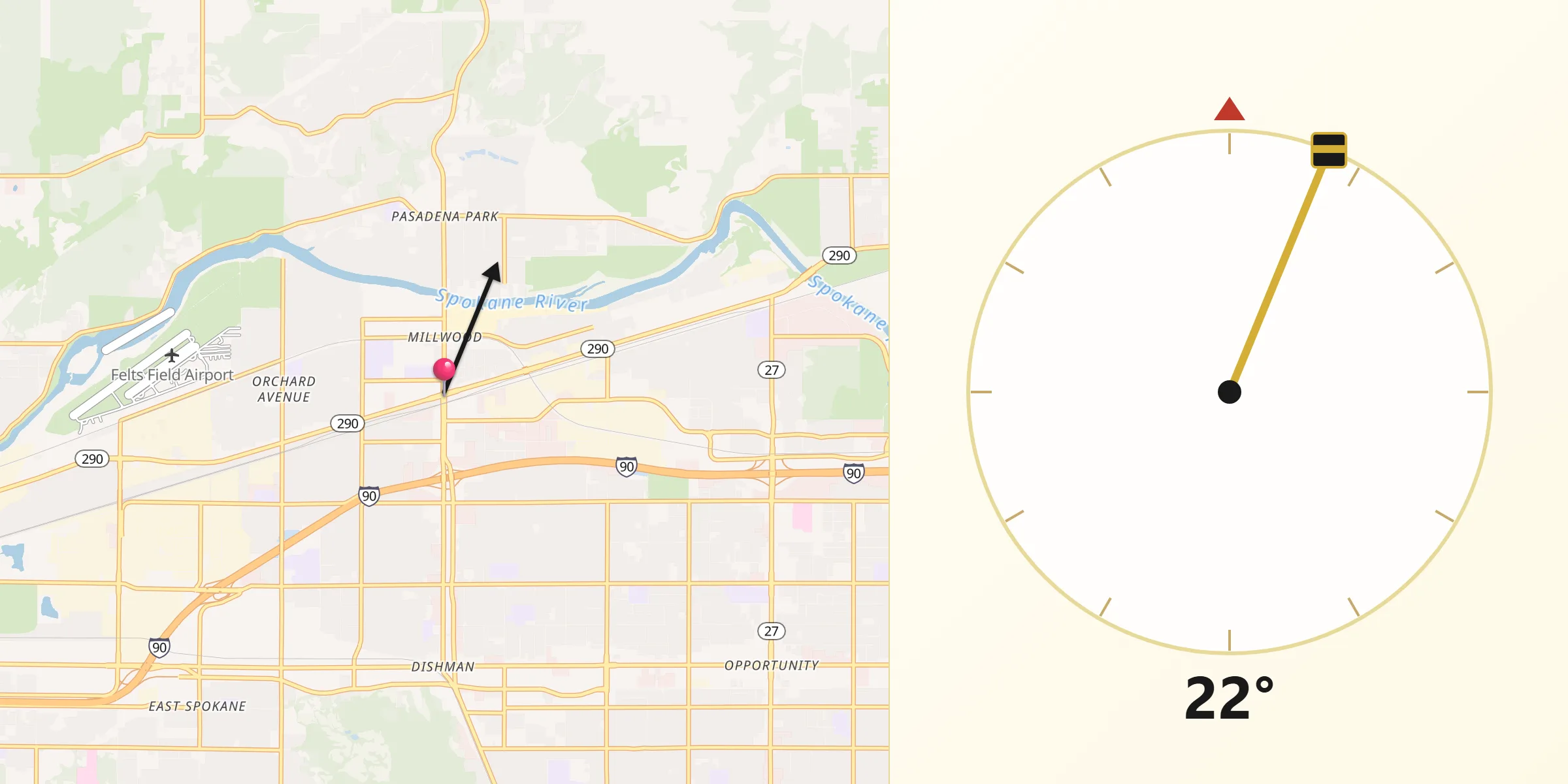 Qibla Direction from Millwood
