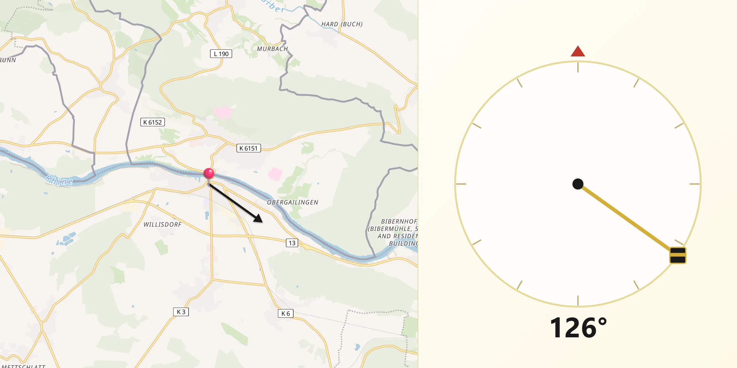 Qibla-Richtung von Diessenhofen
