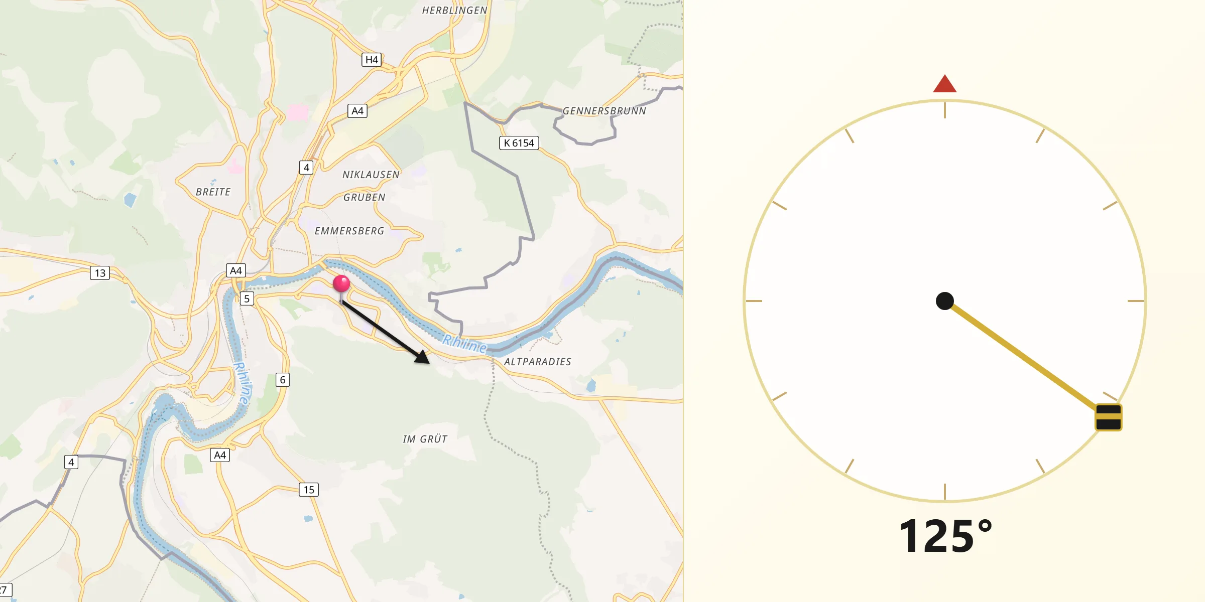 Direzione della Qibla da Feuerthalen