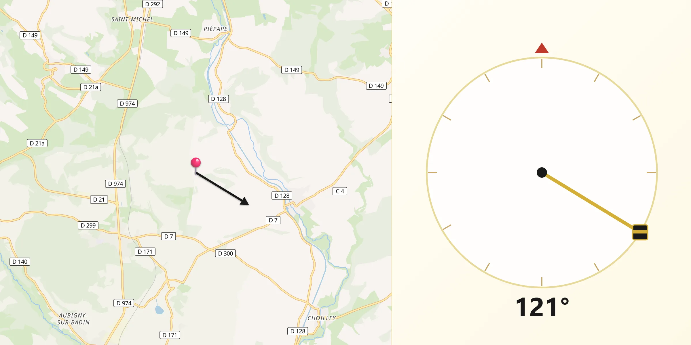 Direction vers la Qibla depuis Dommarien
