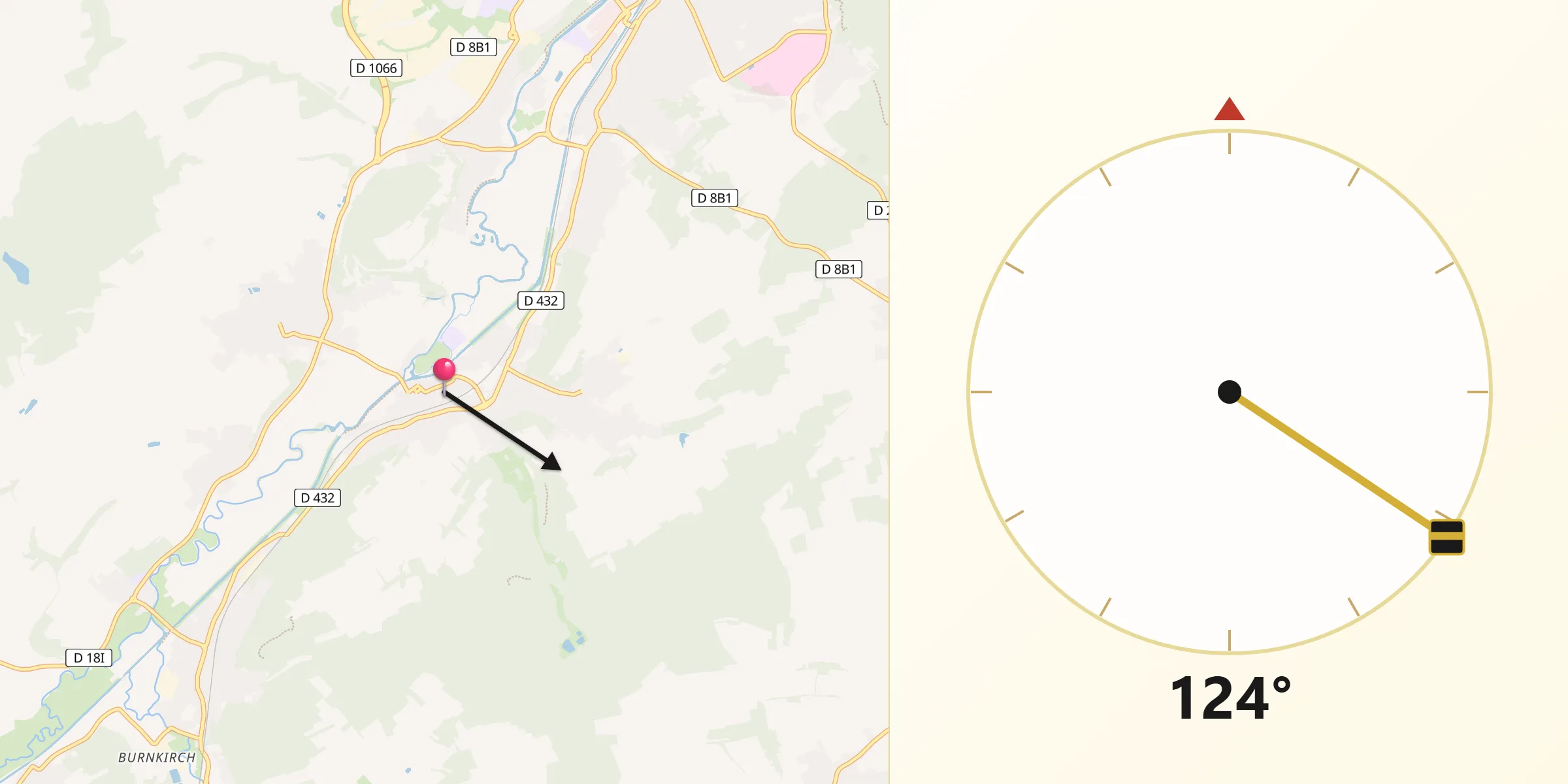 Direction vers la Qibla depuis Zillisheim