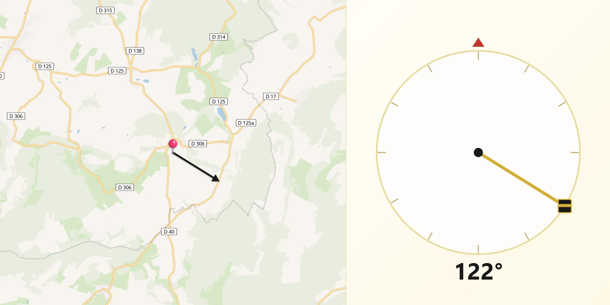 Direction vers la Qibla depuis Farincourt