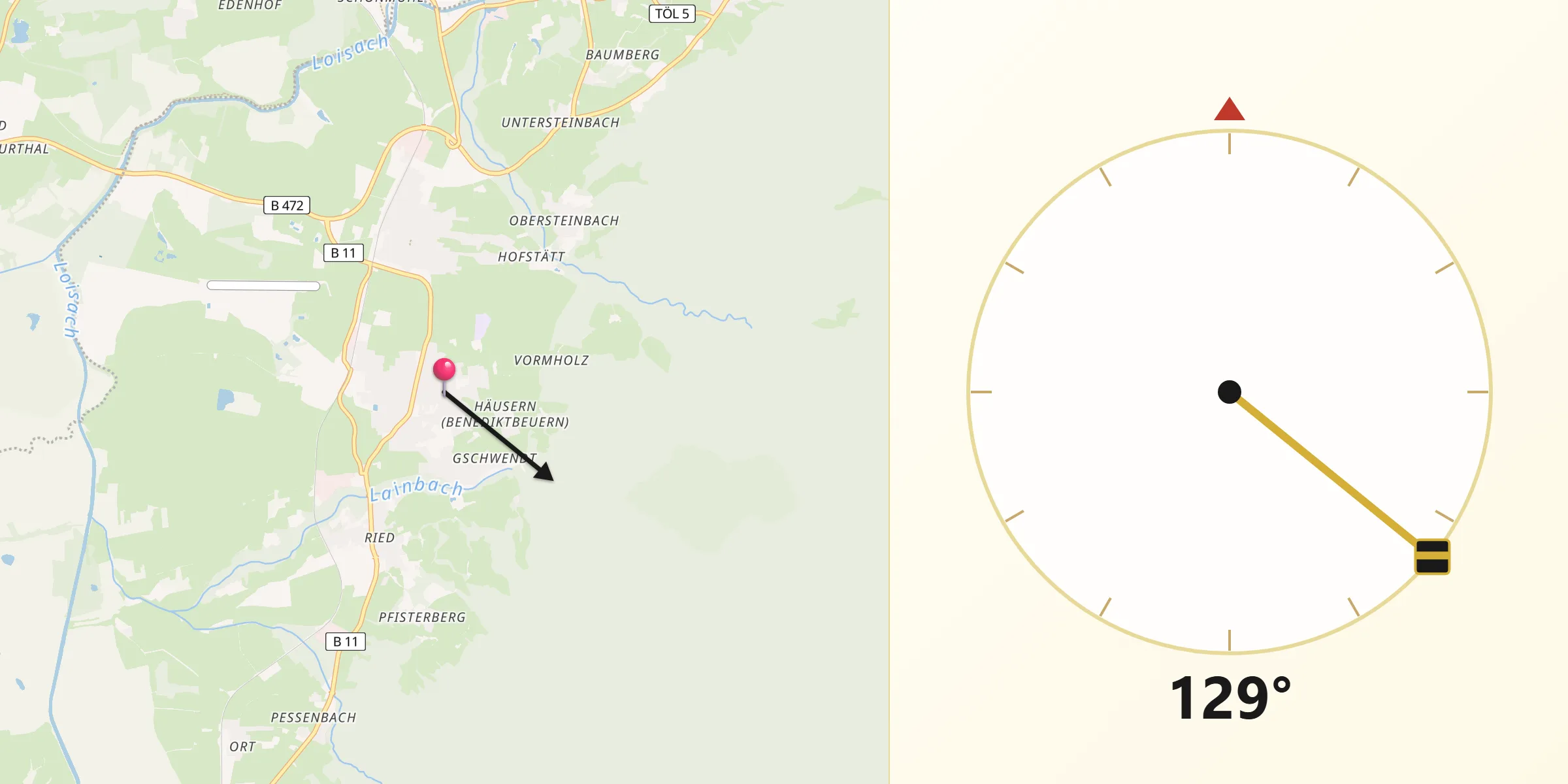Qibla-Richtung von Benediktbeuern