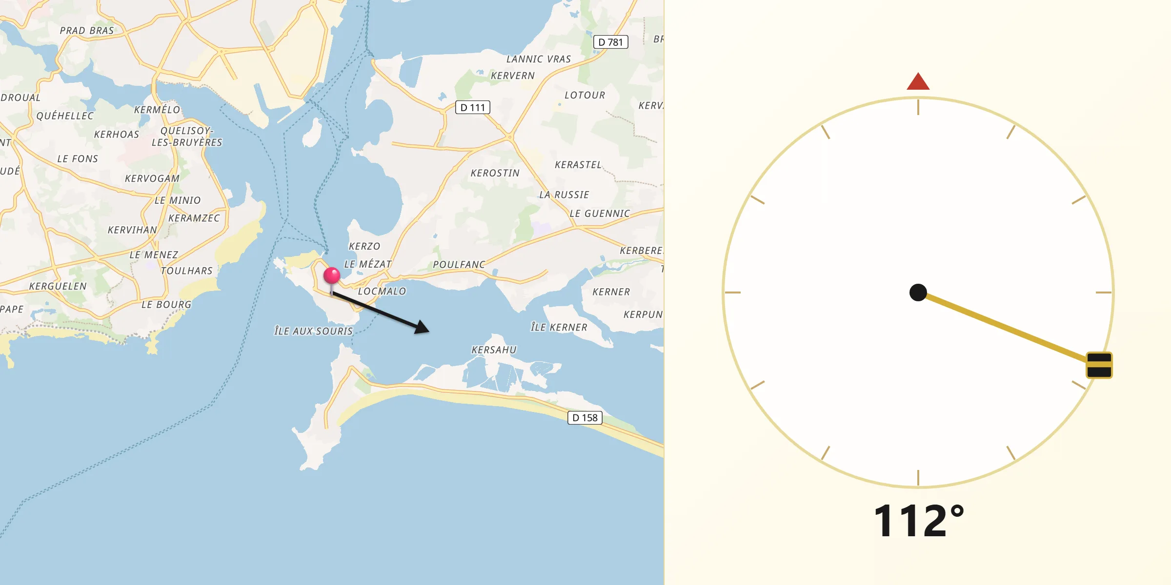 Direction vers la Qibla depuis Port-Louis