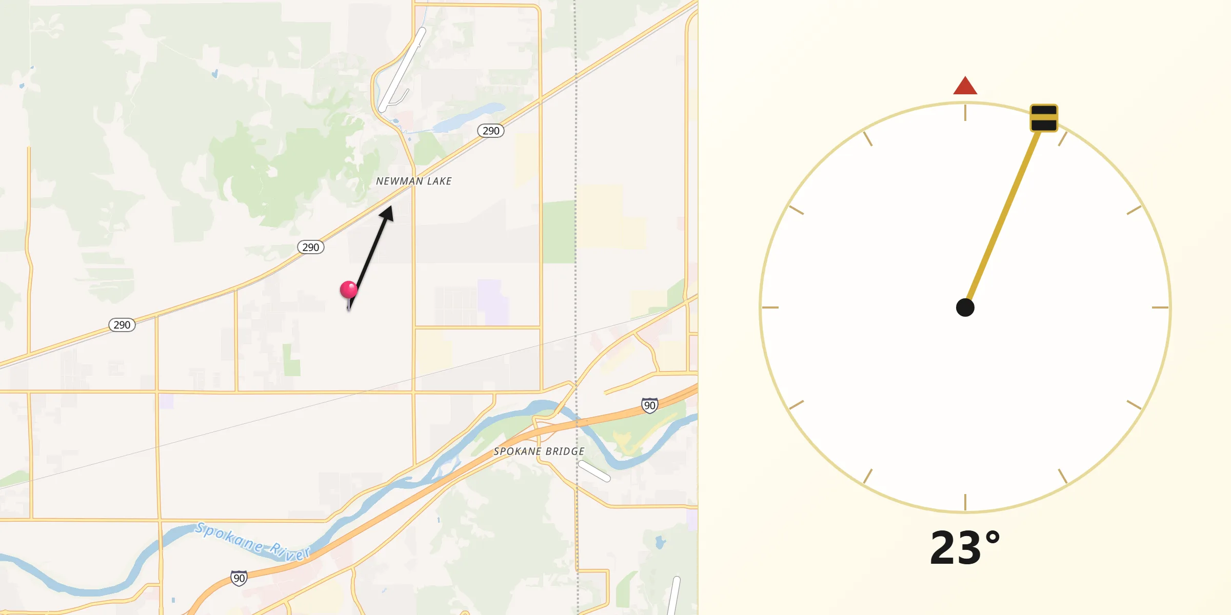 Qibla Direction from Otis Orchards-East Farms