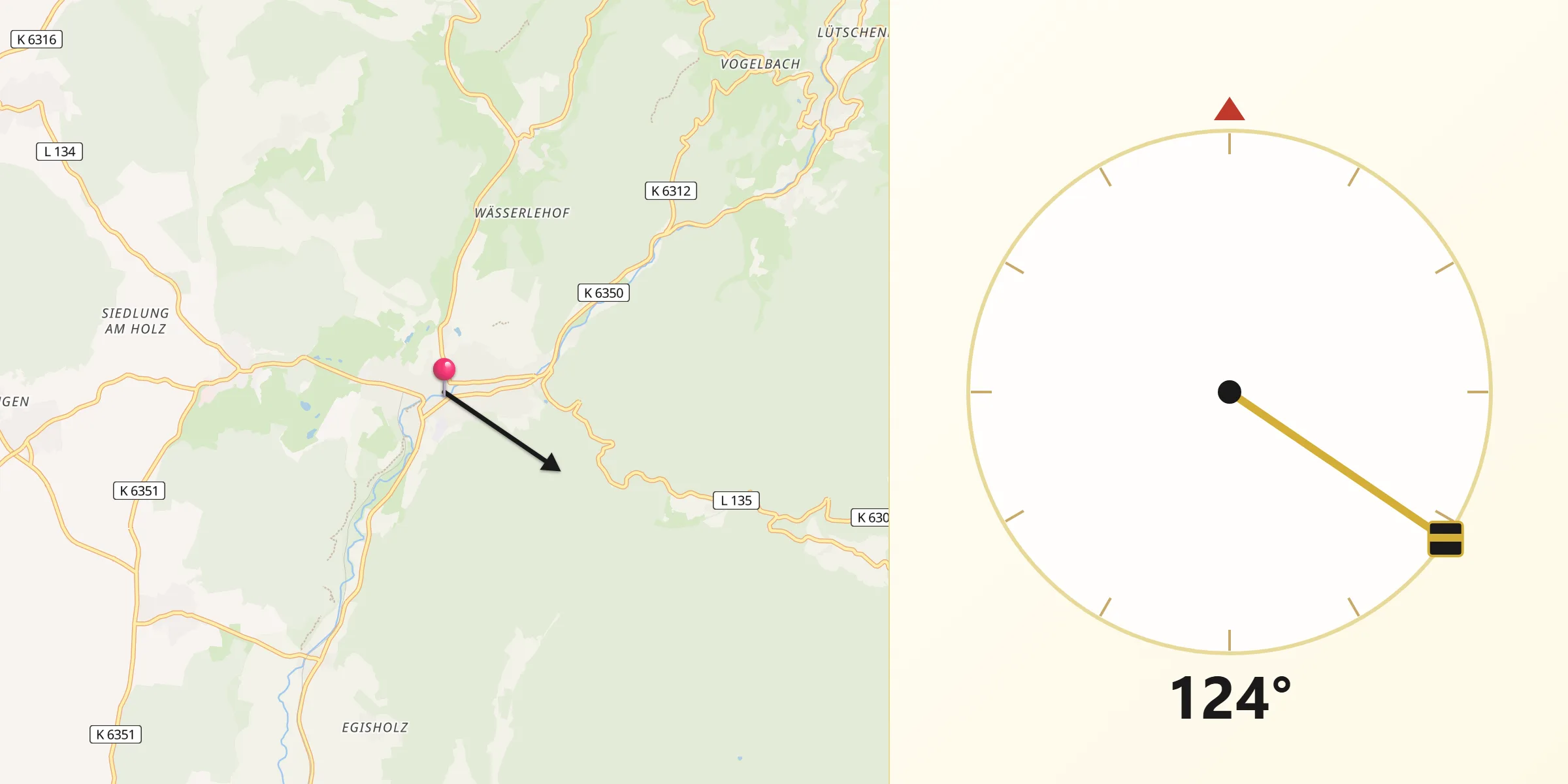 Qibla-Richtung von Kandern