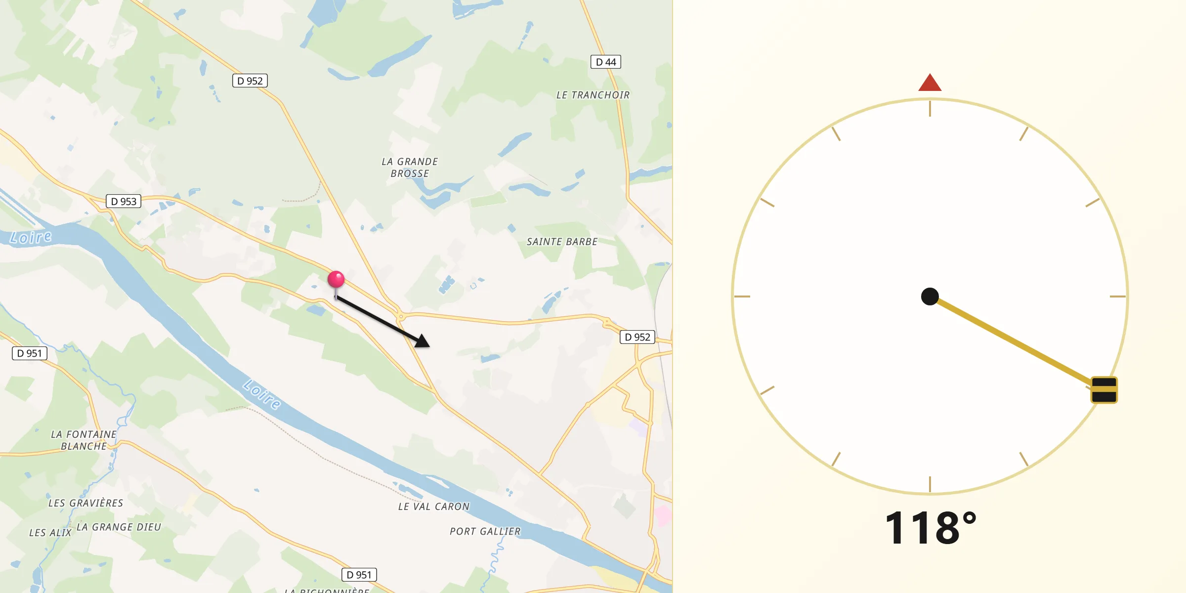 Direction vers la Qibla depuis Nevoy