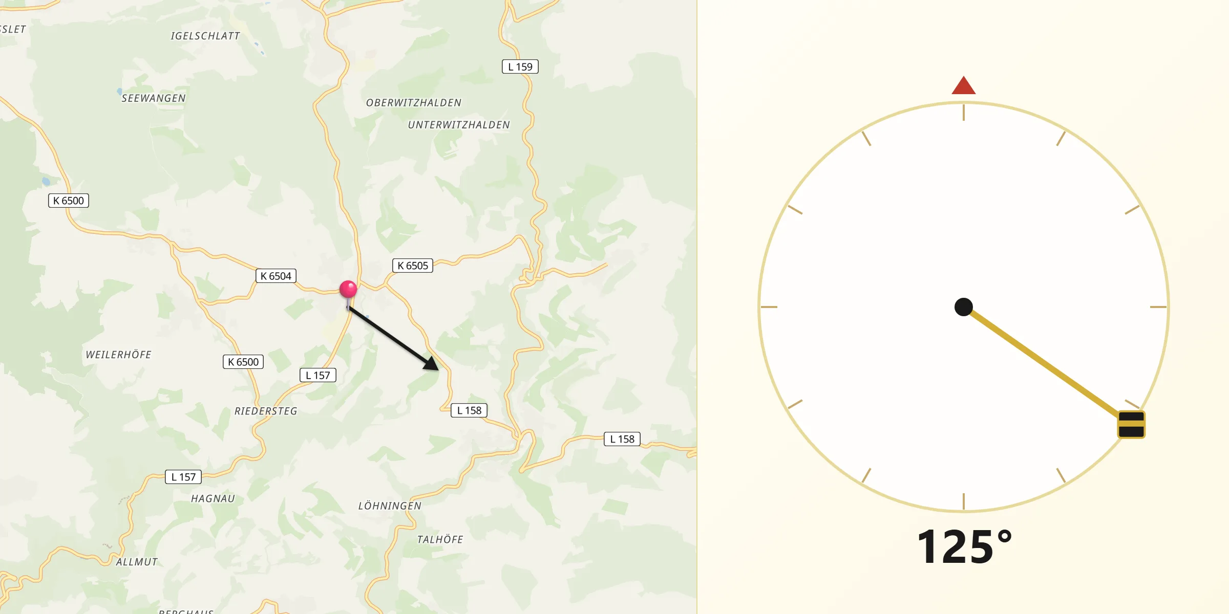 Qibla-Richtung von Ühlingen-Birkendorf