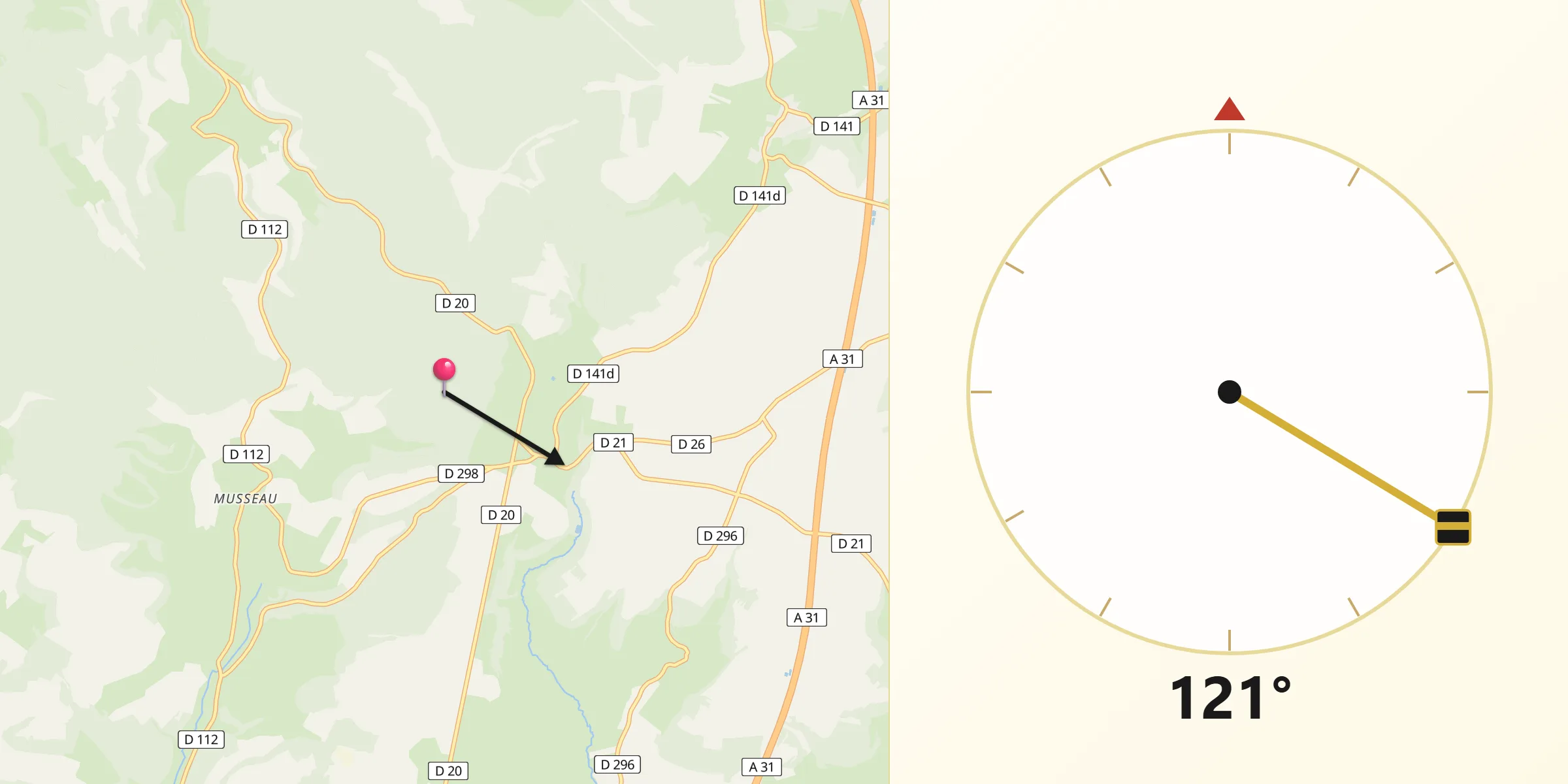 Direction vers la Qibla depuis Vaillant
