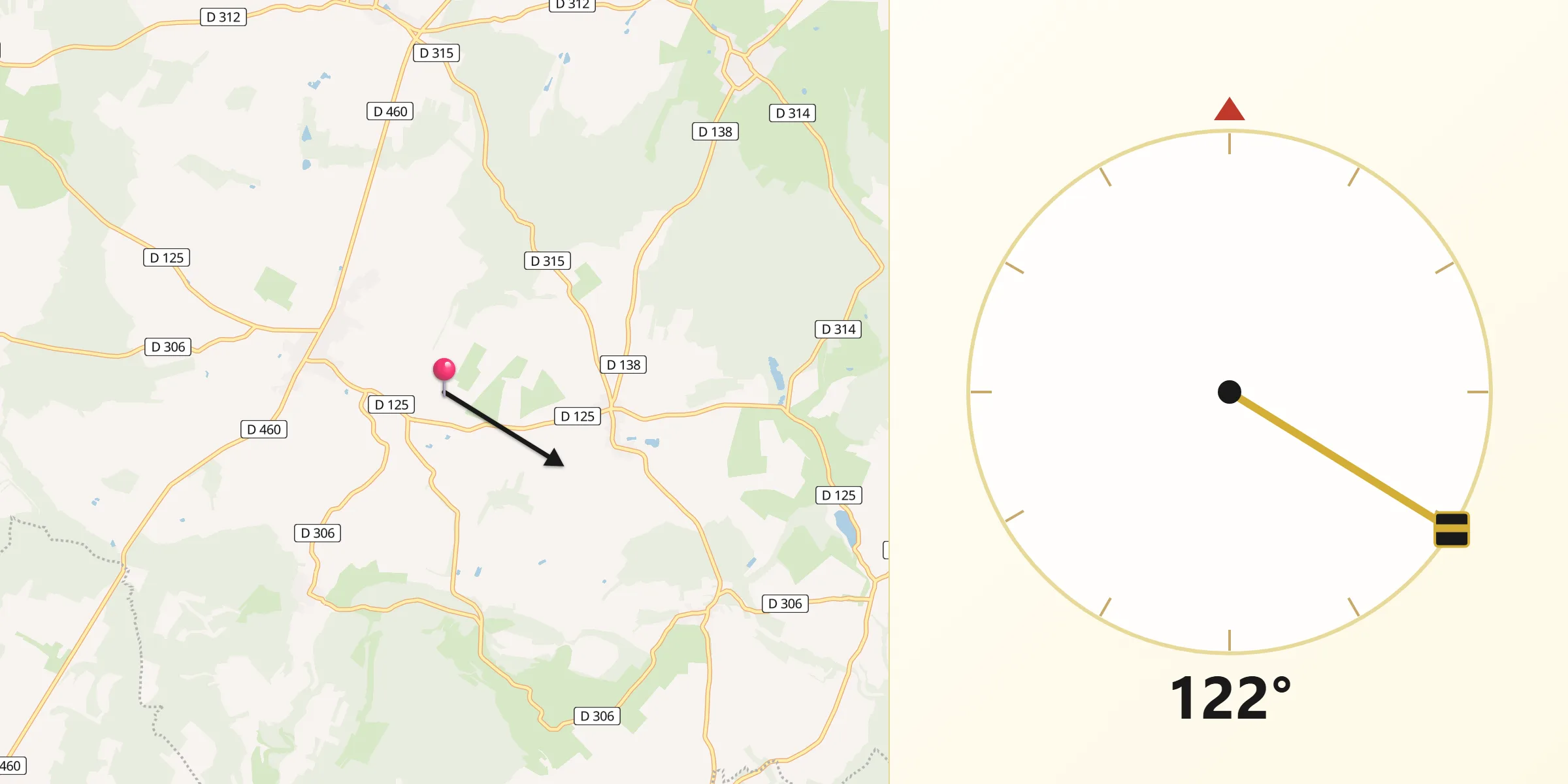 Direction vers la Qibla depuis Savigny
