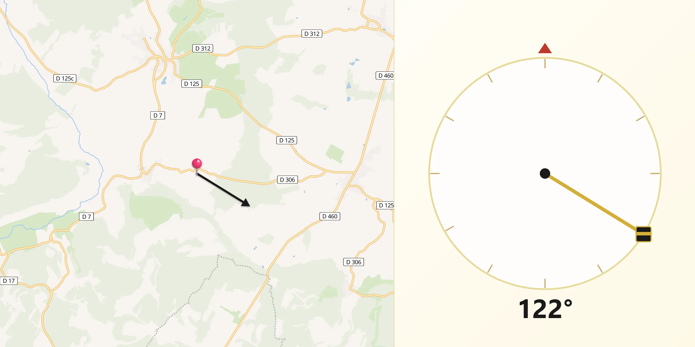Direction vers la Qibla depuis Genevrières
