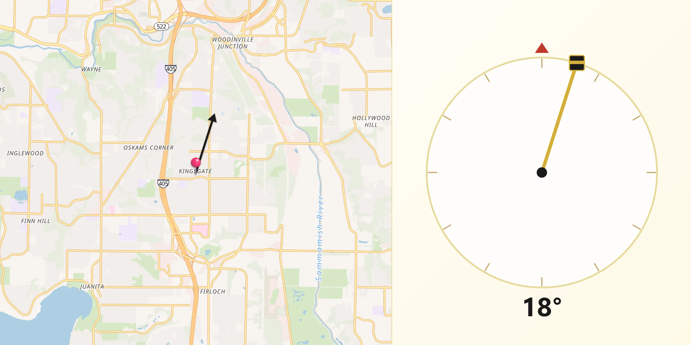 Qibla Direction from Kingsgate