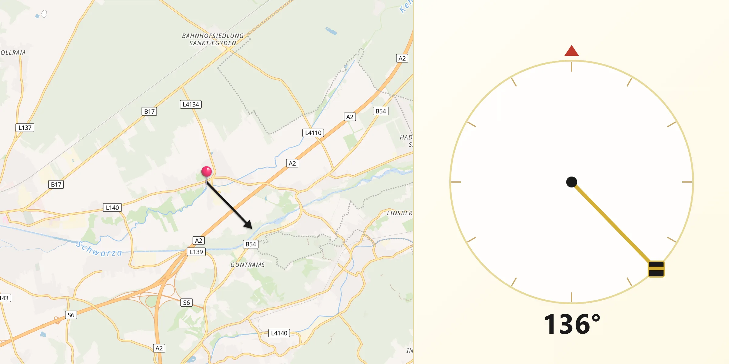 Qibla-Richtung von Breitenau