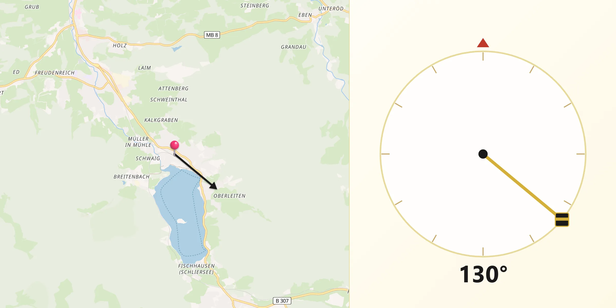 Qibla-Richtung von Schliersee