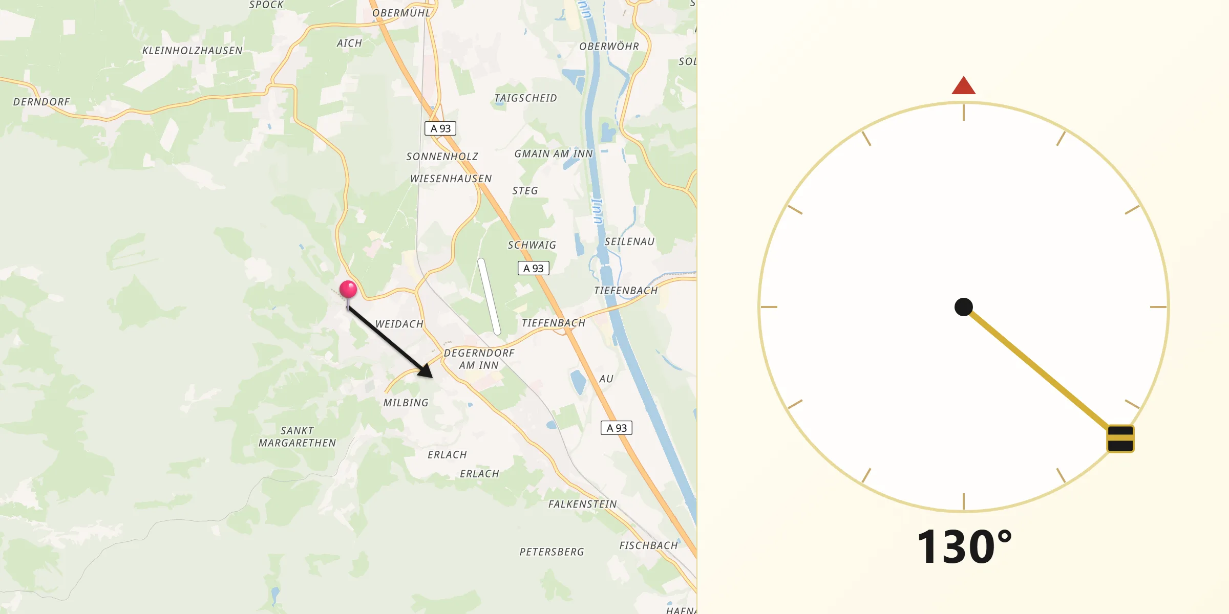 Qibla-Richtung von Brannenburg