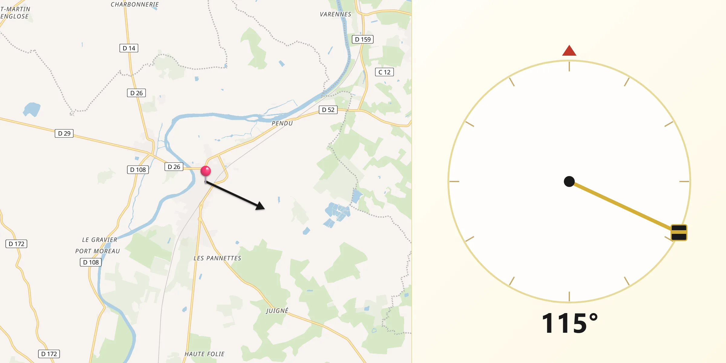 Direction vers la Qibla depuis Morannes