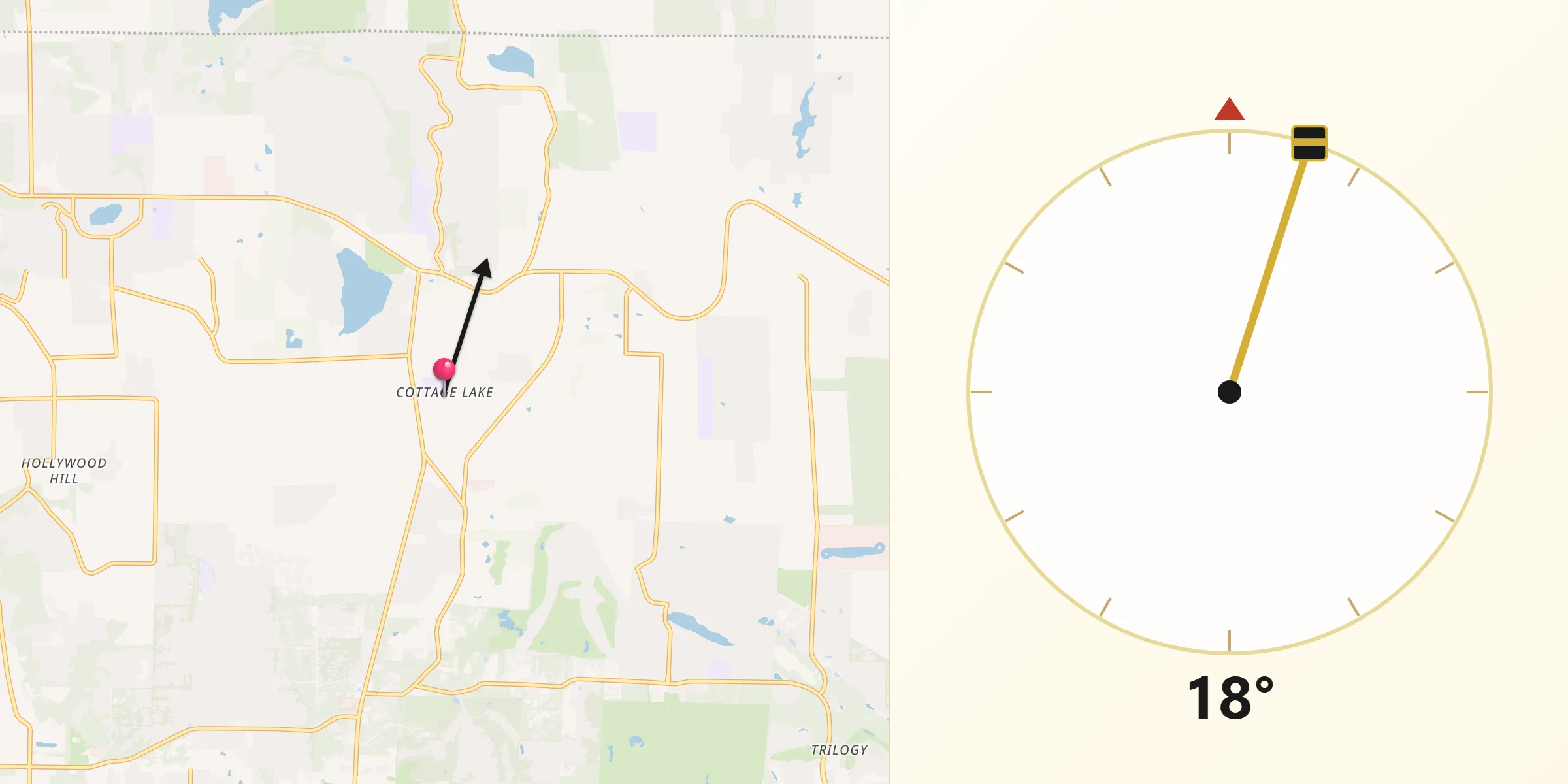 Qibla Direction from Cottage Lake