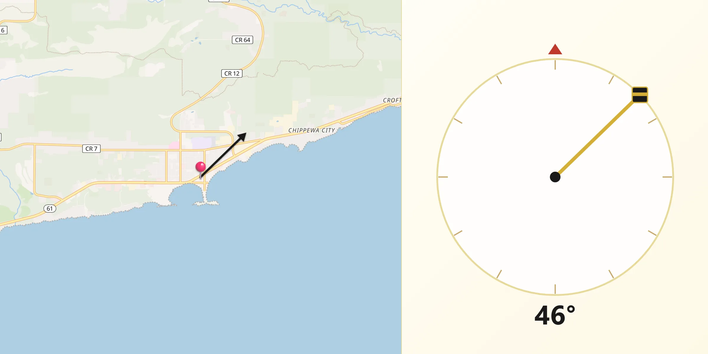 Qibla Direction from Grand Marais